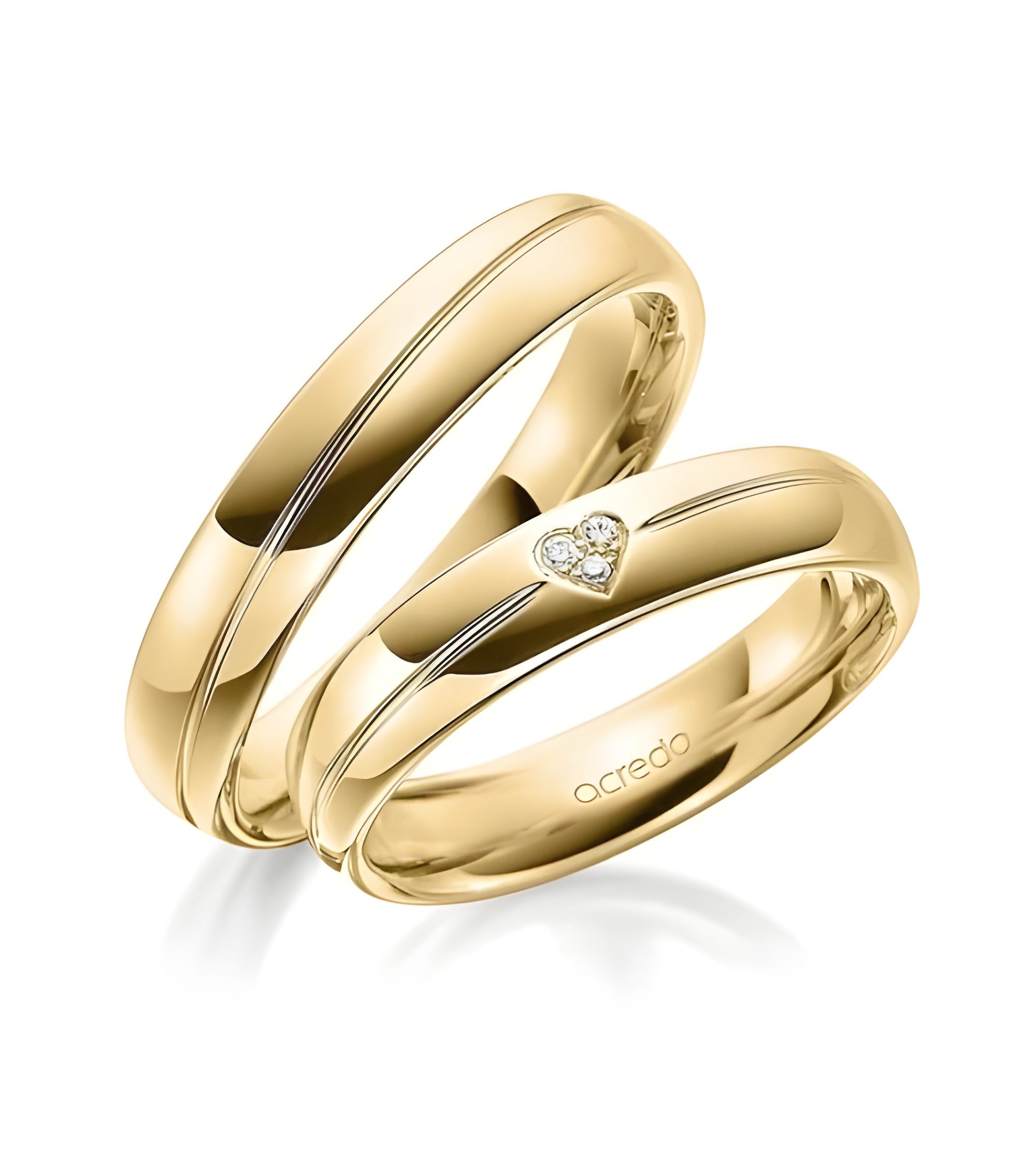 Anillos de boda originales de oro con diamantes formando un corazón - Alianzas de boda - 

