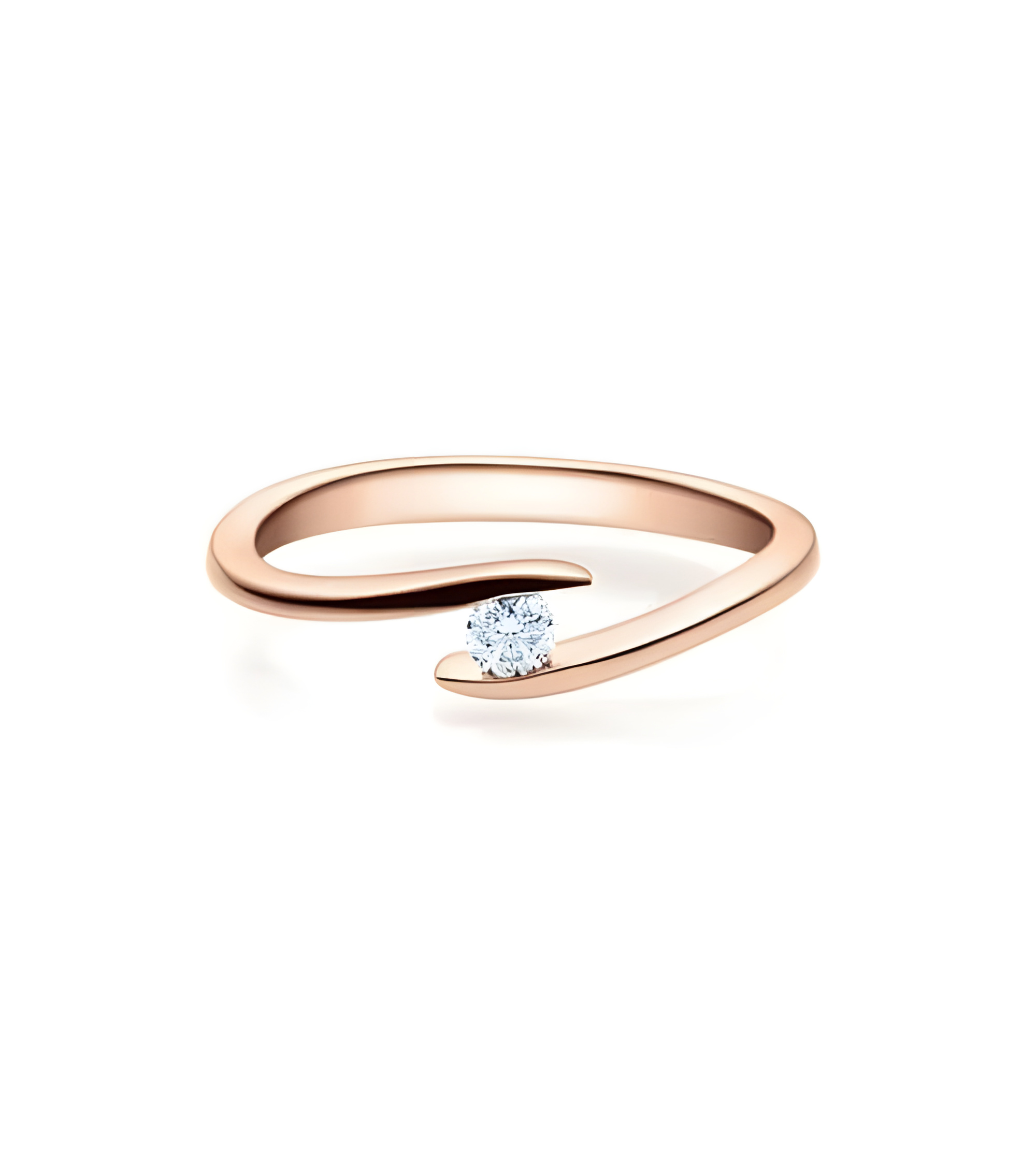 Deneb 0,08 | Oro rosa - ANILLOS DE COMPROMISO EN ORO ROSA - Original anillo de compromiso para ella de oro rosa con un diamante