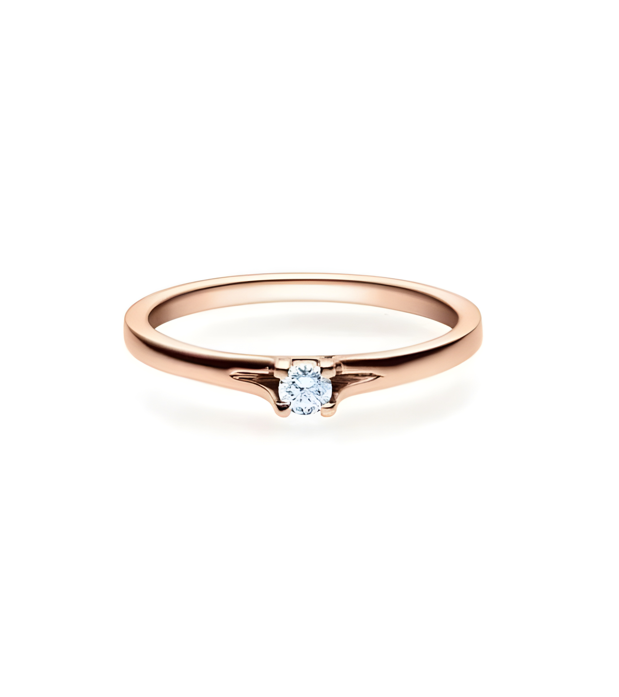 Fénix 0,10 | Oro rosa - ANILLOS DE COMPROMISO EN ORO ROSA - Precioso anillo de compromiso de diseño de color rosa con un diamant