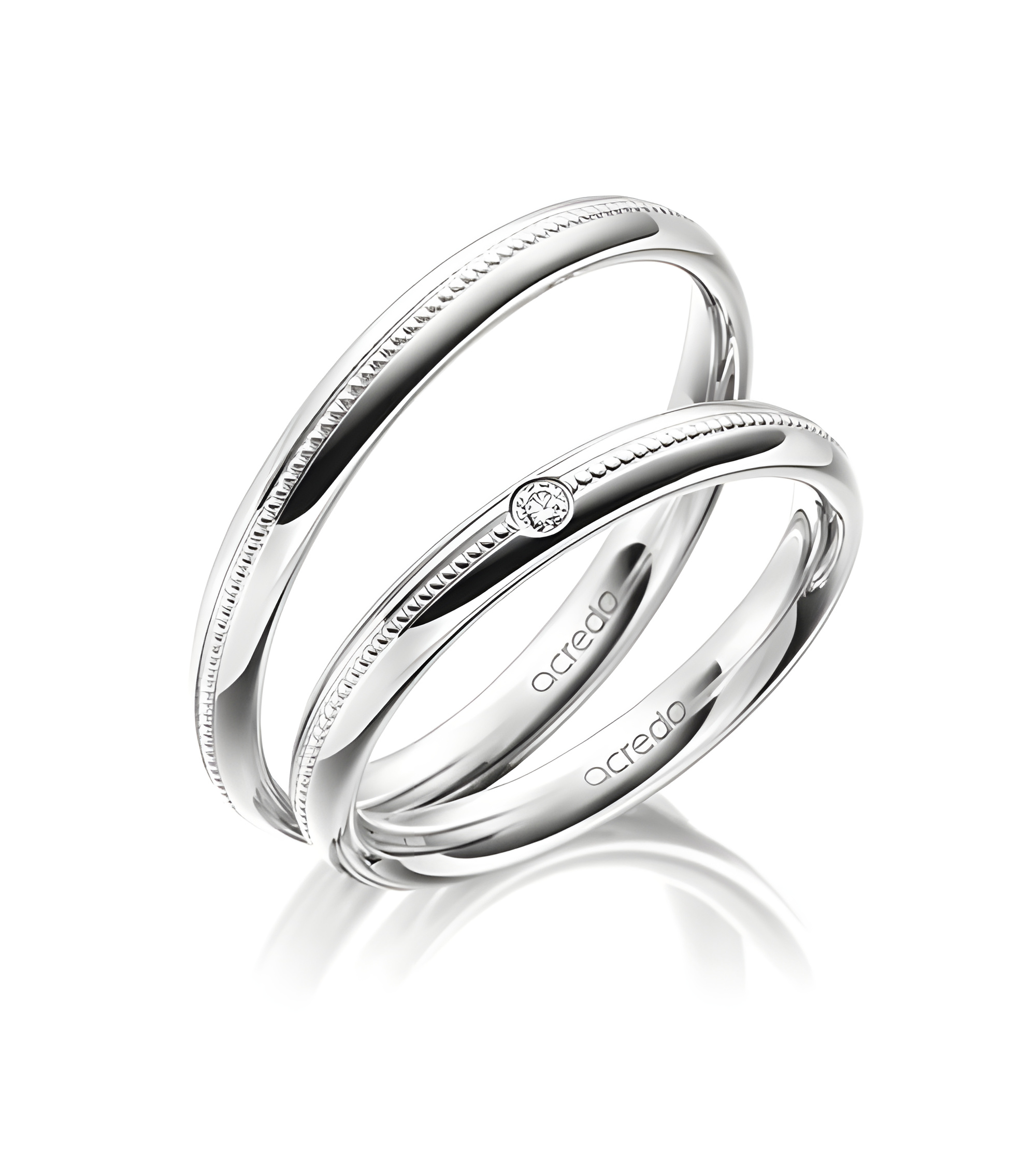 Diseño especial de anillos de boda de oro blanco con un diamante - Alianzas de boda - 

