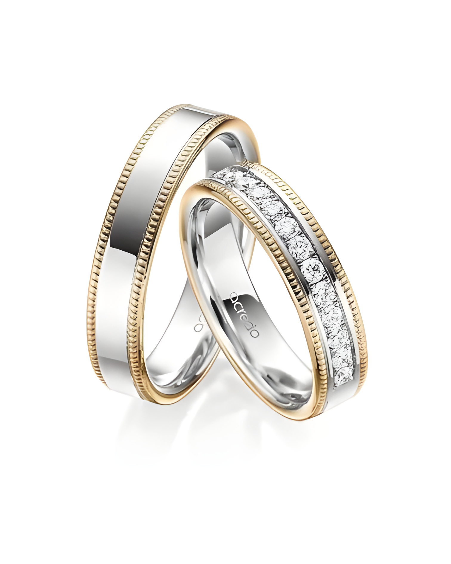 Anillos de boda diferentes en dos colores con corona de diamantes naturales - Alianzas de boda - 


