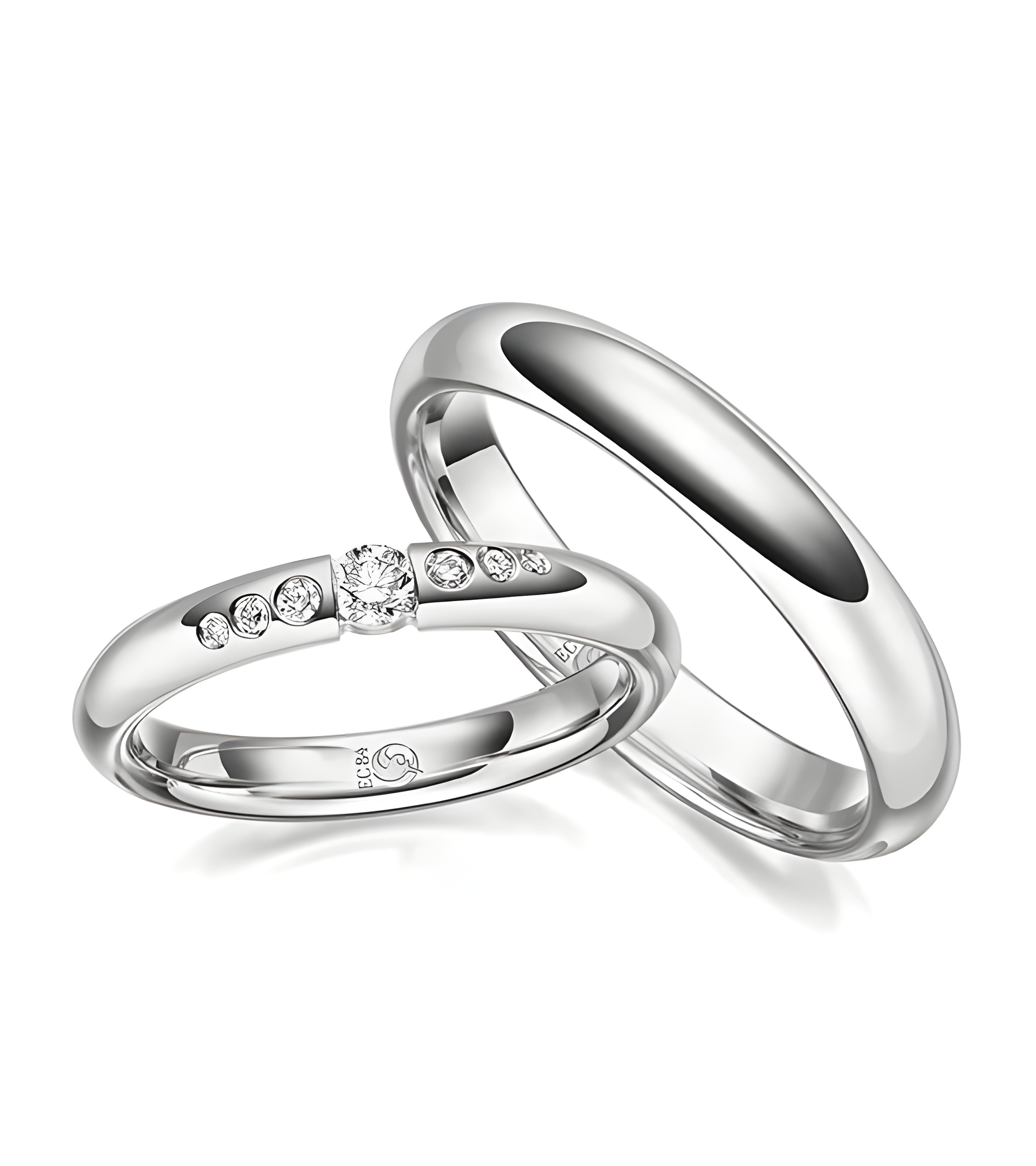 Anillos de matrimonio de oro blanco con certificado internacional - Alianzas de boda - 

