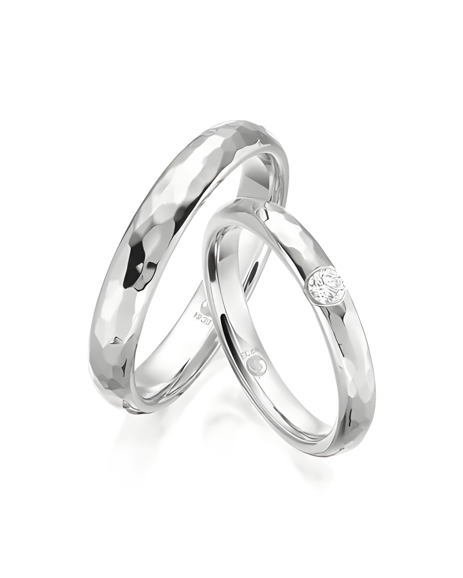 Anillos de oro blanco con acabado golpeteado - Alianzas de boda - 

