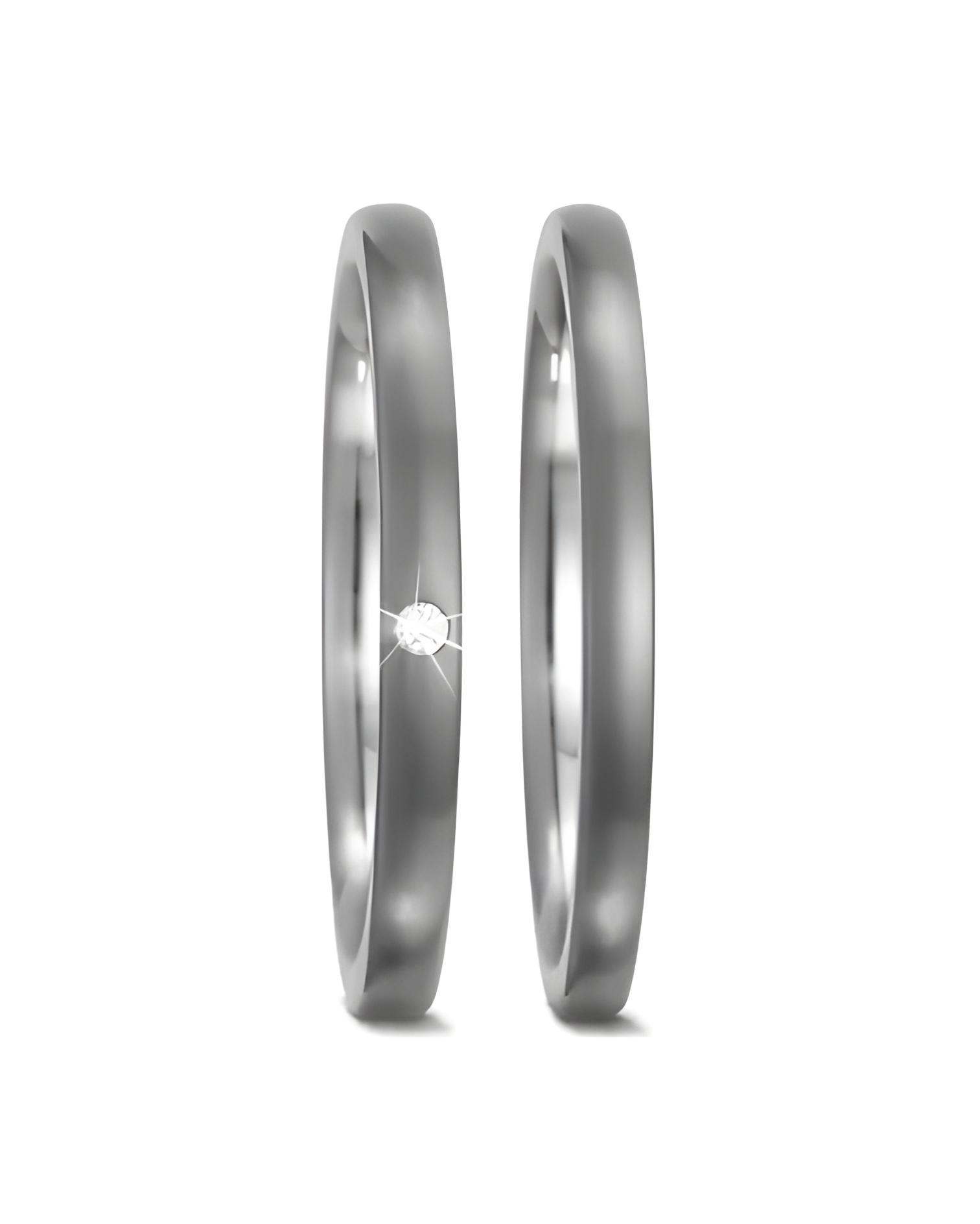 Anillos muy finos de titanio oscuro con un diamante pequeño - Alianzas de boda - 

