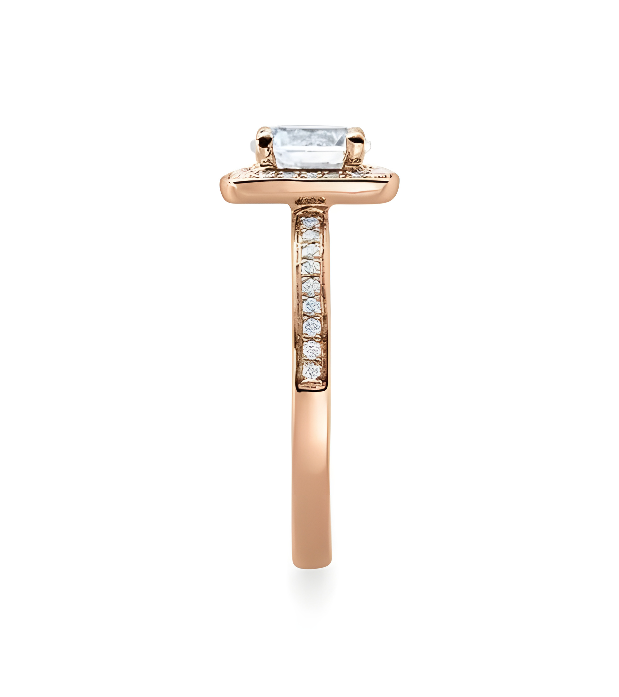 Carinea Major 0,42 | Oro rosa - ANILLOS DE COMPROMISO EN ORO ROSA - Solitario en oro rosa de 18K con corona de diamantes G,vsi