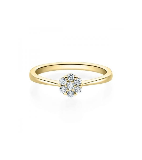 Orbea 0,15 | Oro amarillo - ANILLO DE COMPROMISO EN ORO - Fino anillo de compromiso de diseño de oro amarillo de 18K con 7 diama