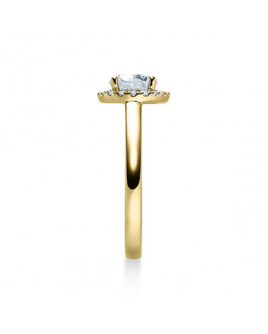 Tauri 0,38 | Oro amarillo - ANILLO DE COMPROMISO EN ORO - Oro de compromiso de oro con un diamante central acompañado de otros d