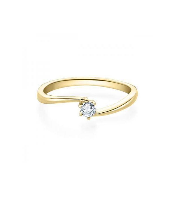 Rigil 0,10 | Oro amarillo - ANILLO DE COMPROMISO EN ORO - Original anillo de compromiso de oro amarillo con un diamante en tensi