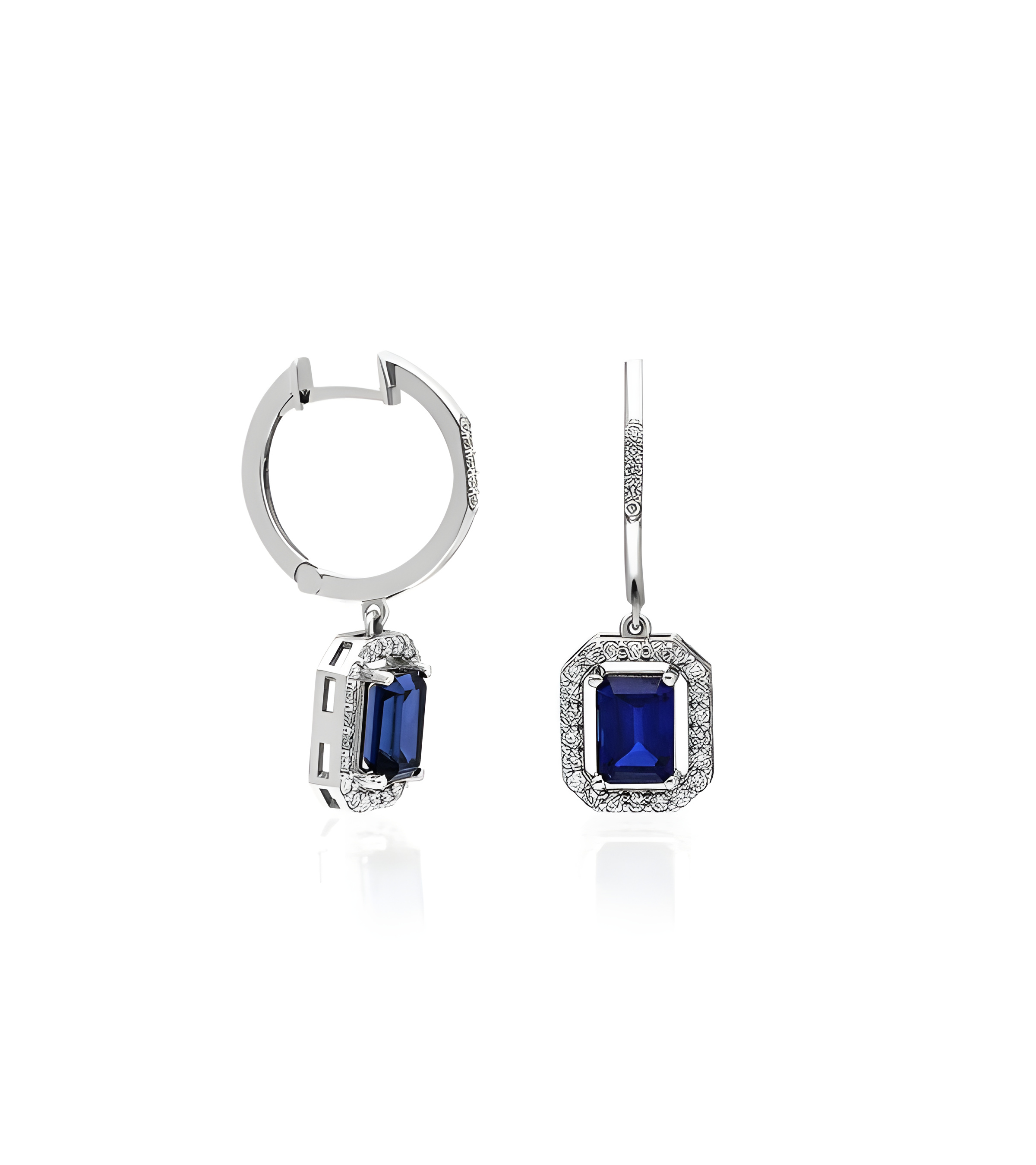 Pendientes Norma 3,00 | Diamantes y zafiros - Joyeria - Pendientes de oro blanco con diamantes y zafiros
