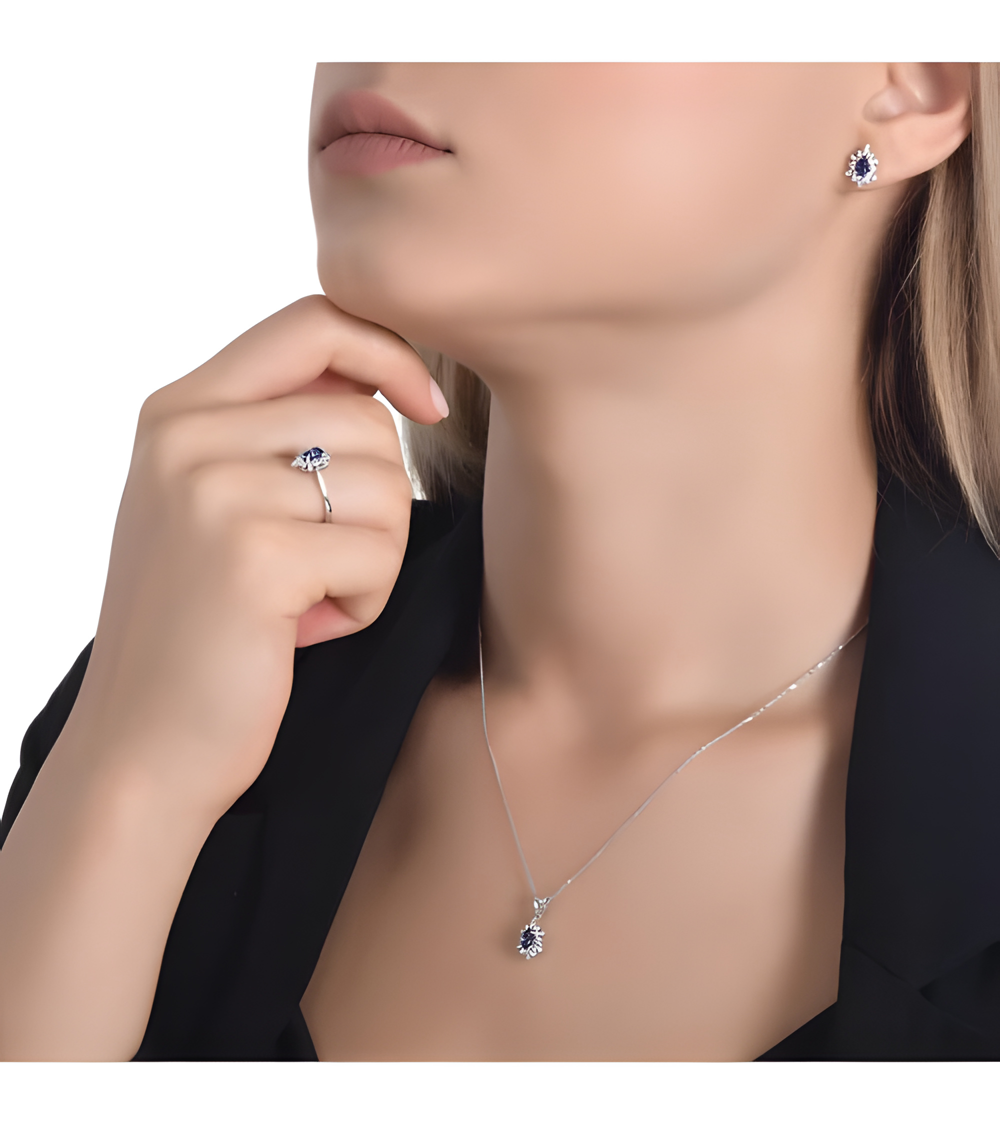 Pendientes Ariel 1,06 | Diamantes y zafiros - Joyeria - Pendientes de oro blanco con diamantes y zafiros
