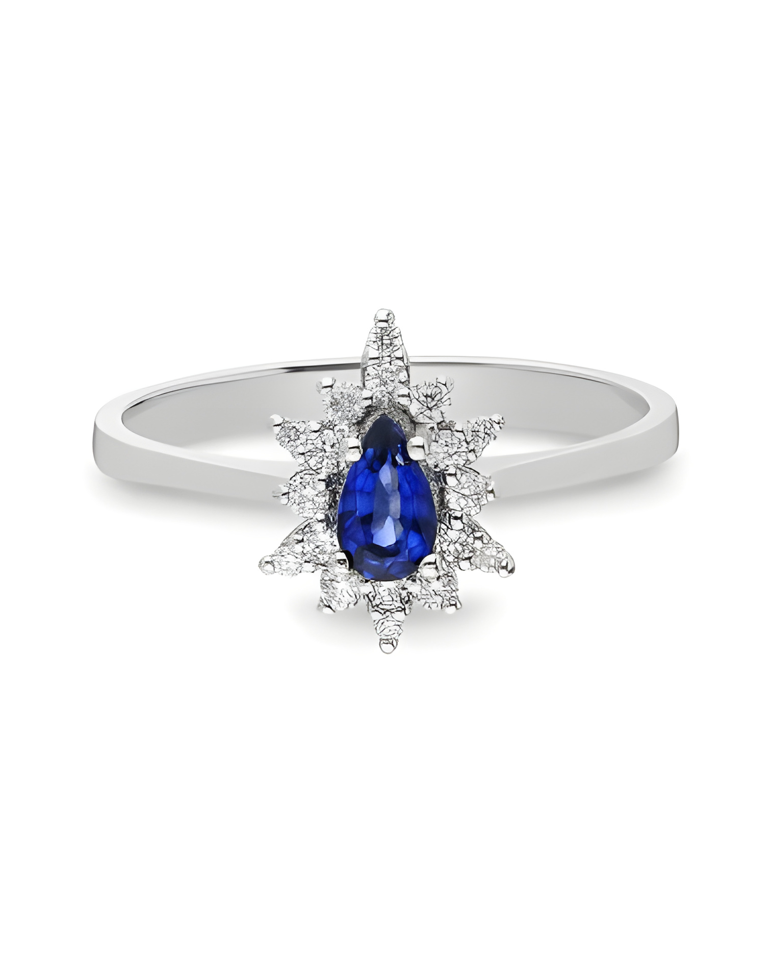 Anillo Ariel 0,43 | Diamantes y zafiros - Joyeria - Anillo de oro blanco con diamantes y un zafiro 