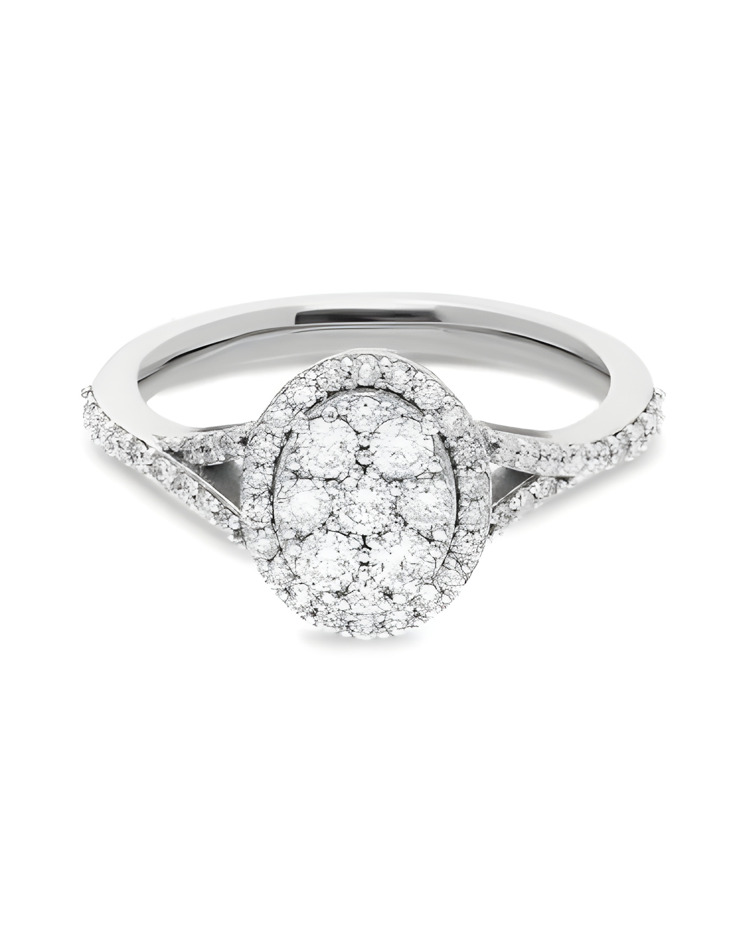 Anillos de compromiso de oro blanco con diamantes ovales | Staring
