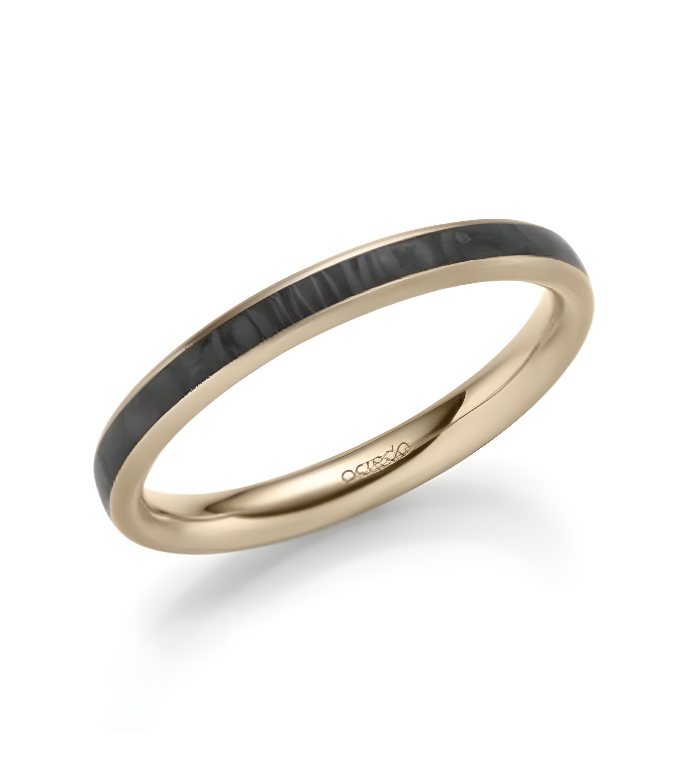 Anillo de pedida para hombre de oro rosa con carbono | Staring