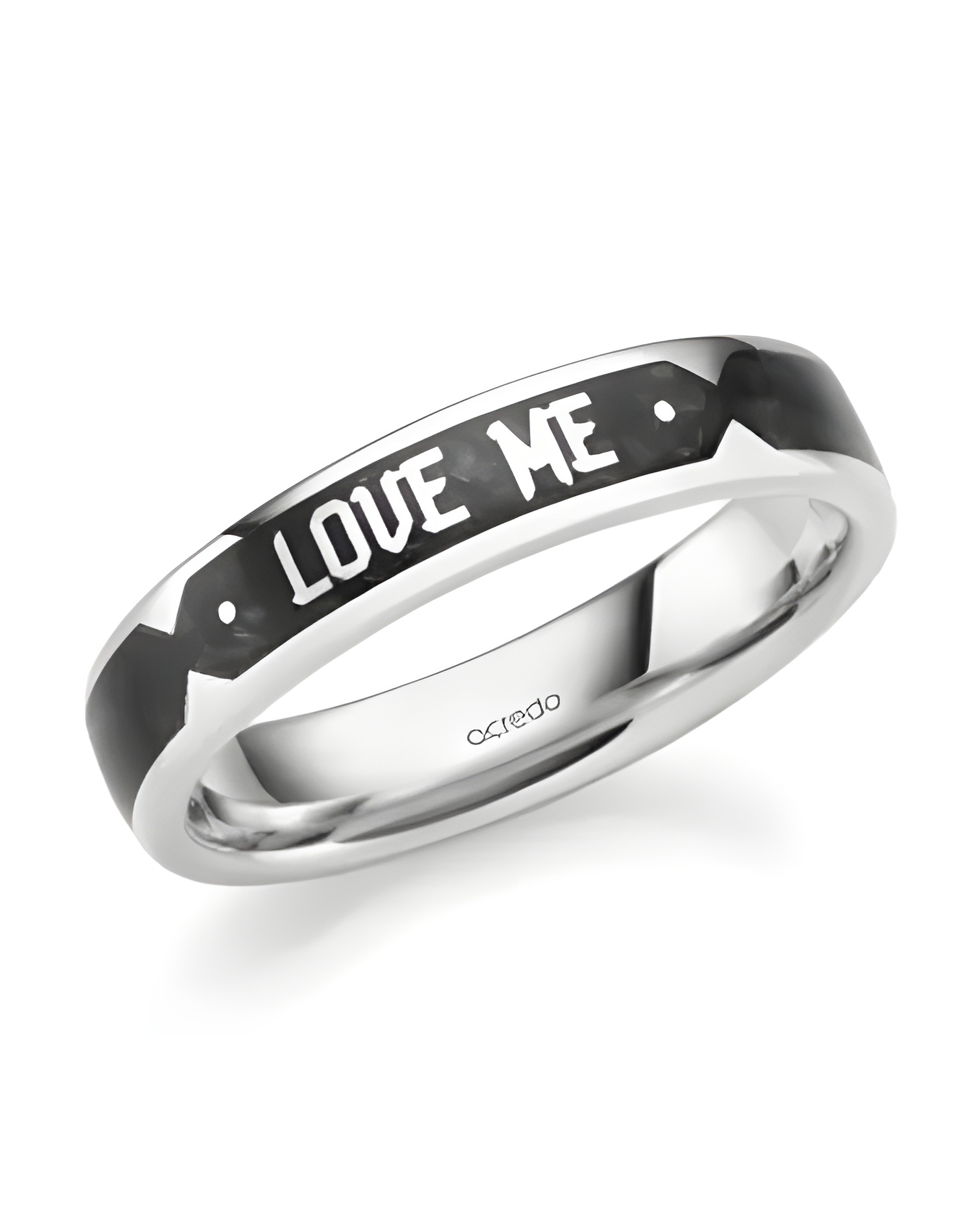 Anillo de oro o platino para hombre con grabado exterior | Staring