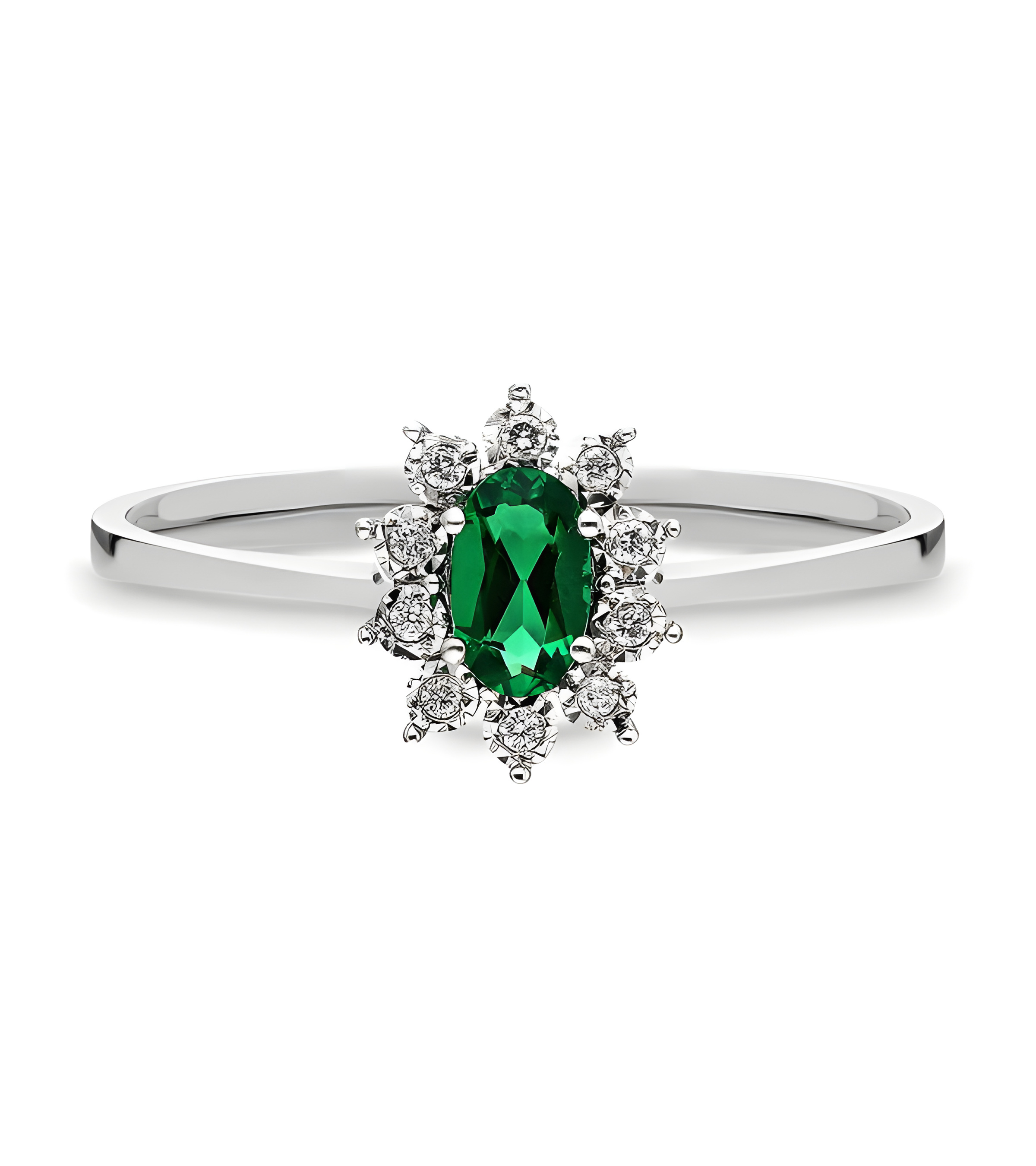Anillo de oro con una esmeralda oval y diamantes | Staring