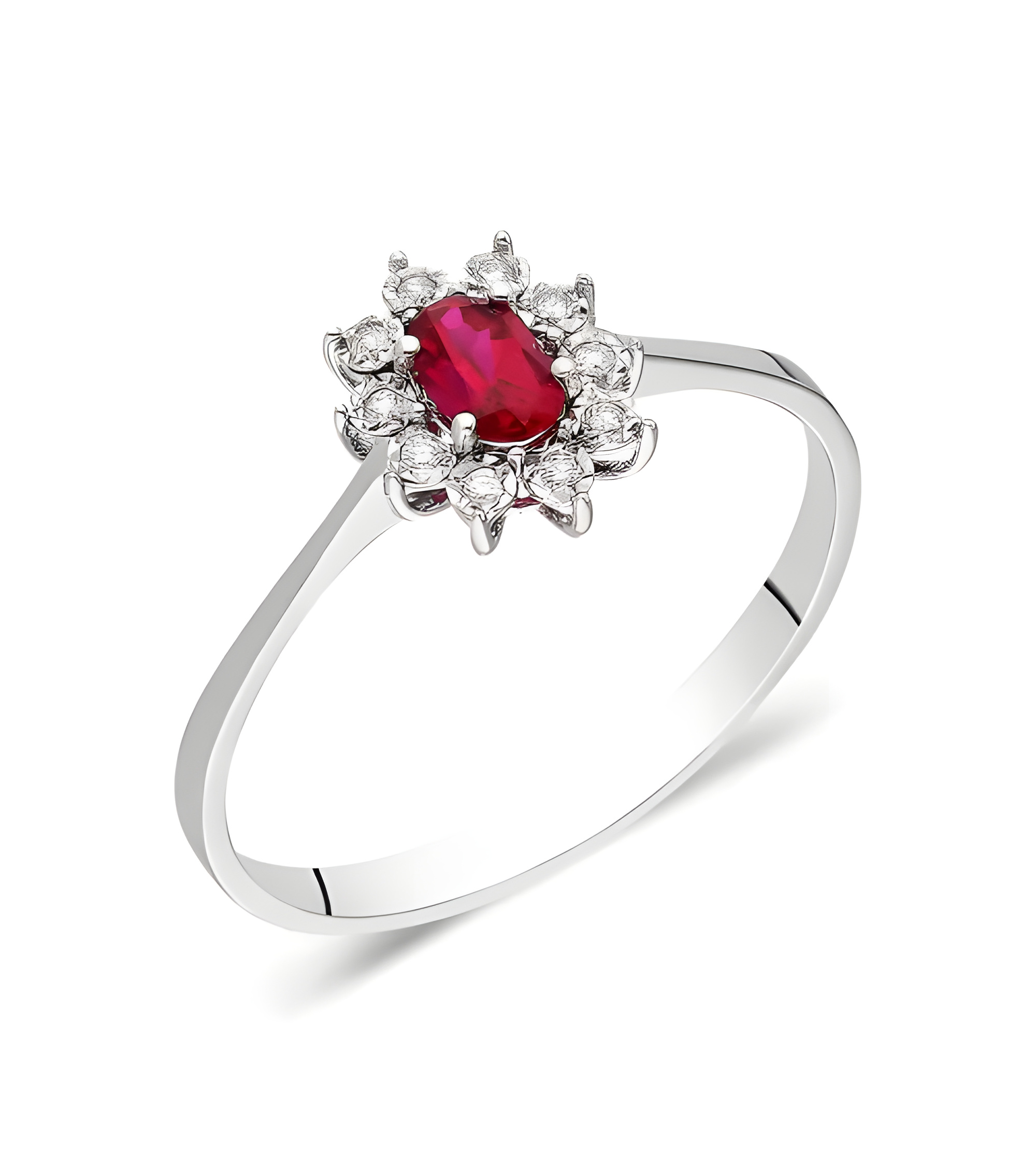 Anillo de oro con un rubí oval y diamantes | Staring