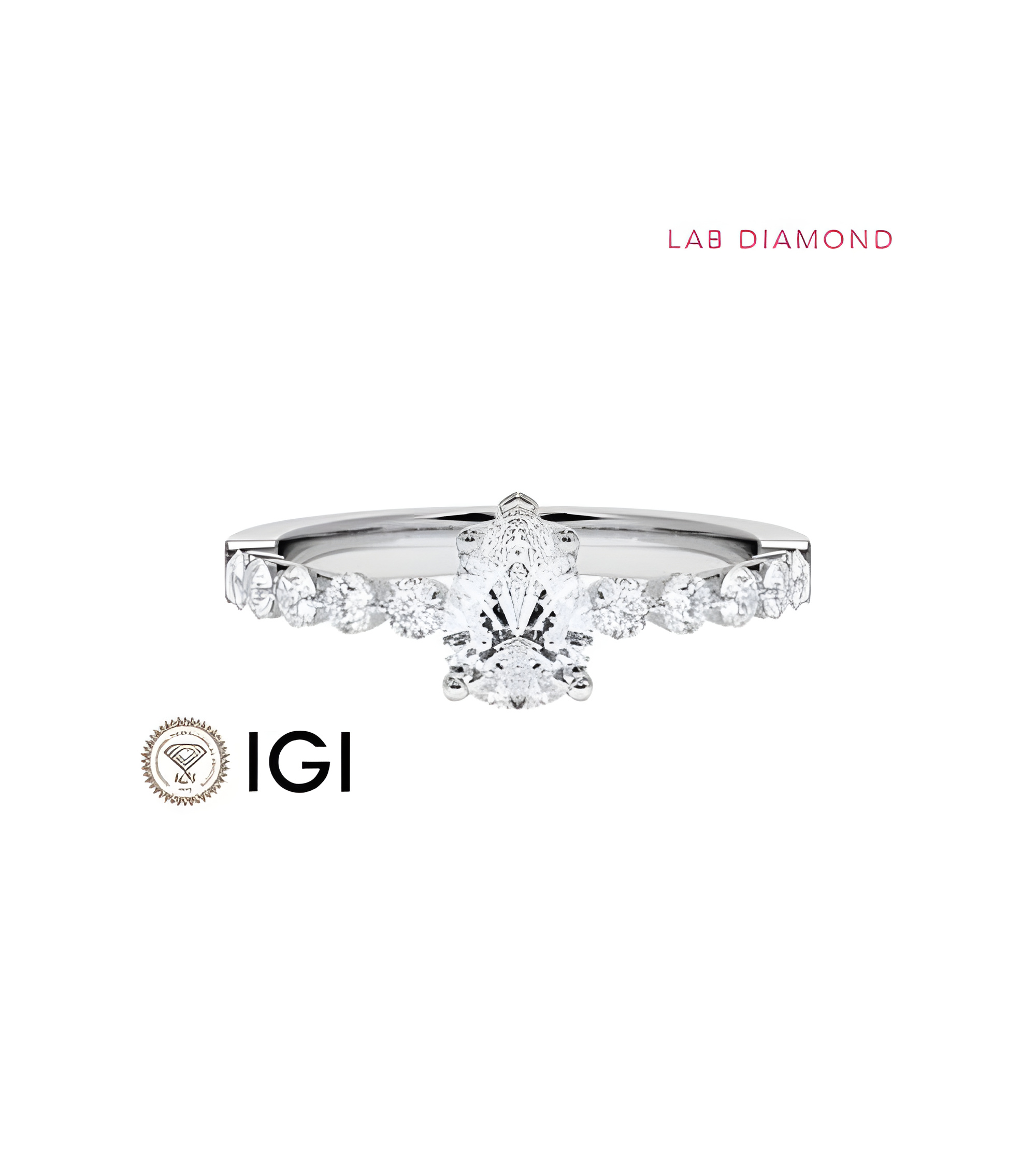 Anillo de compromiso con diamante de laboratorio lágrima | Staring