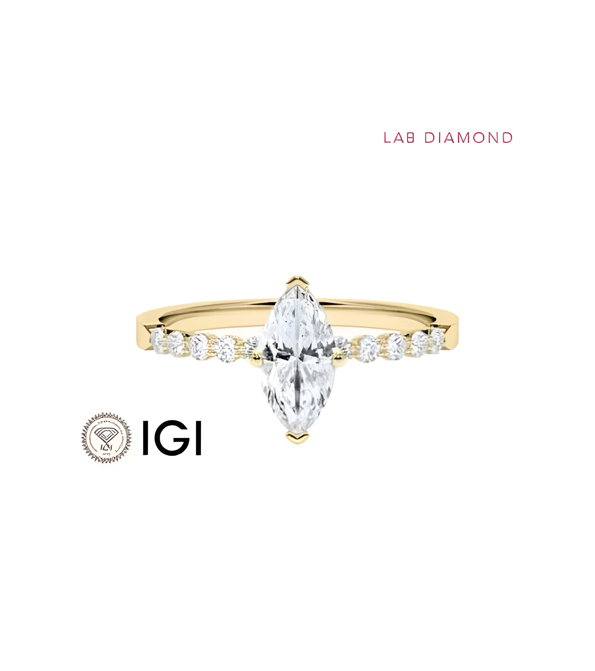 Anillos de compromiso pavé con diamantes artificiales de laboratorio