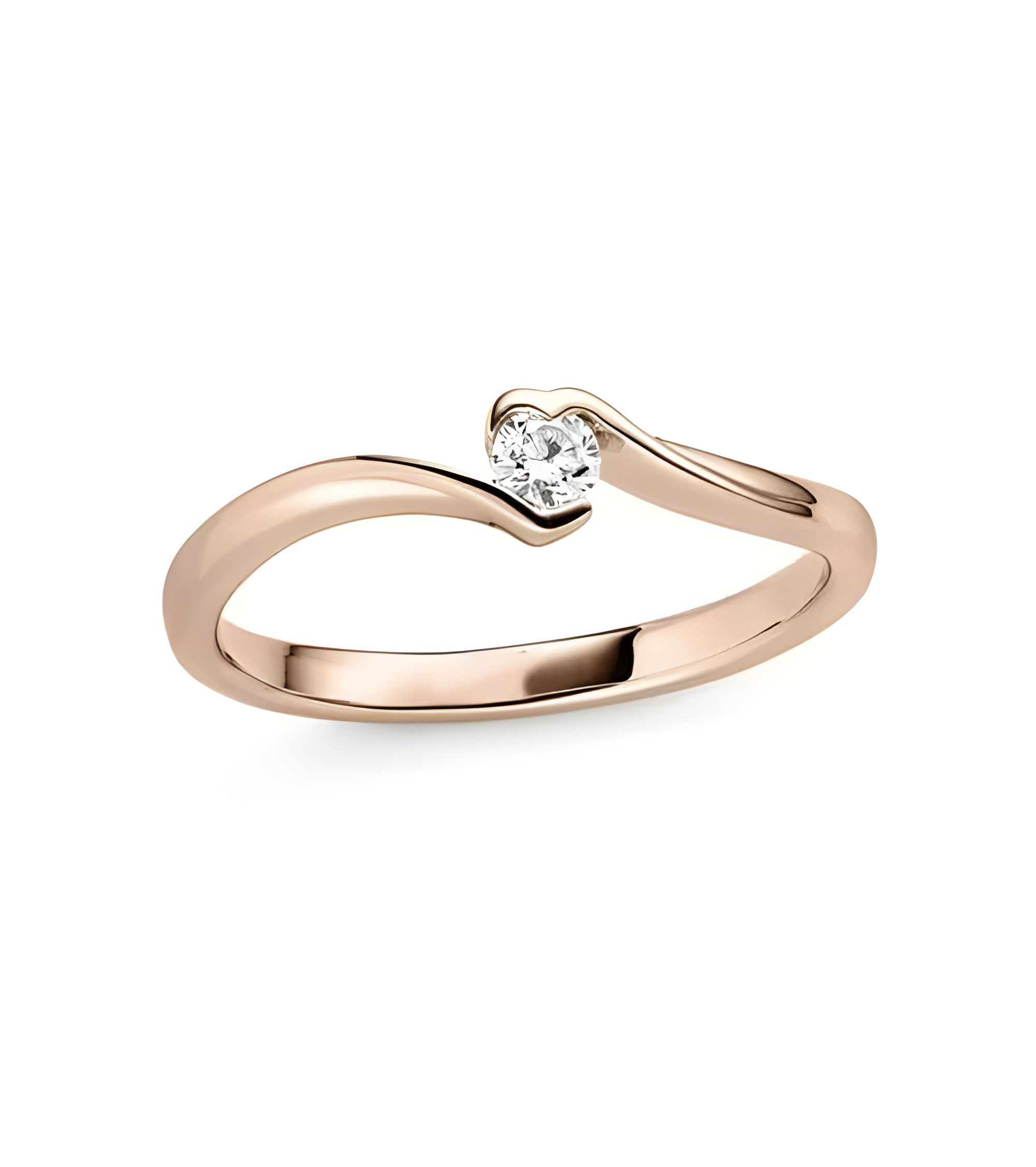 Original anillo de compromiso de oro rosa con diamante natural ético