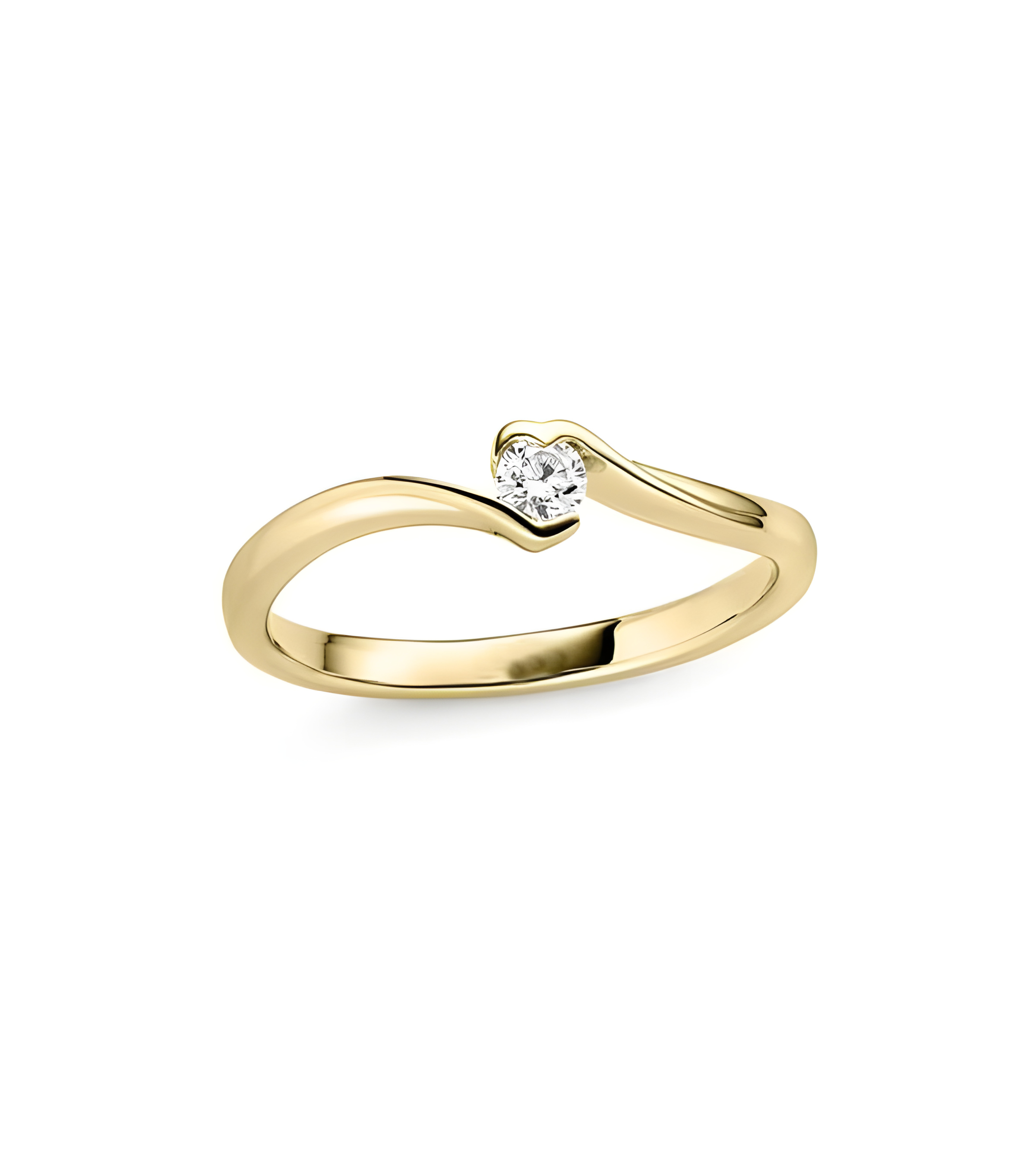 Anillo de compromiso oro amarillo con diamante corazón I Staring