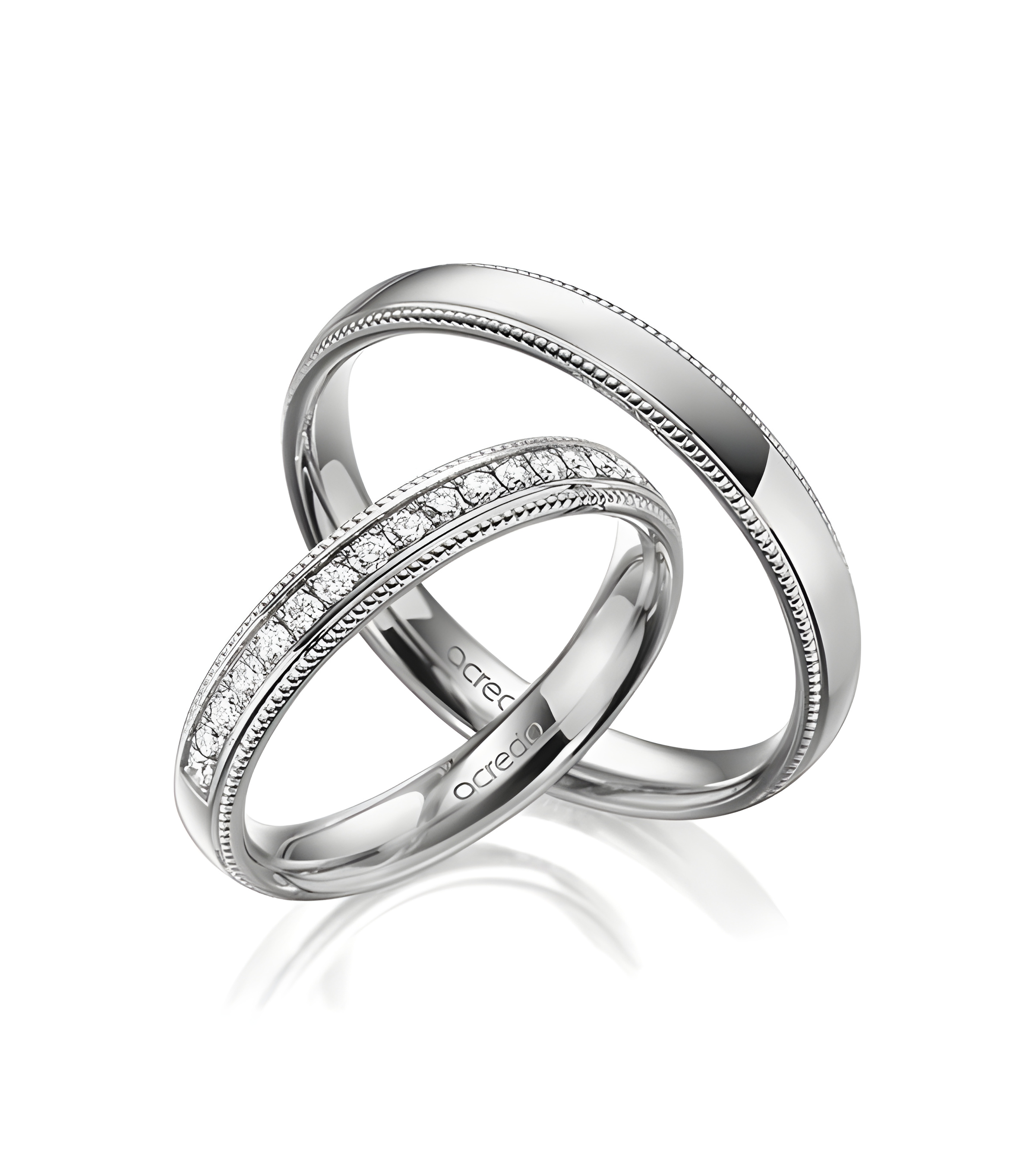 Alianzas de matrimonio de Platino con diamantes naturales
