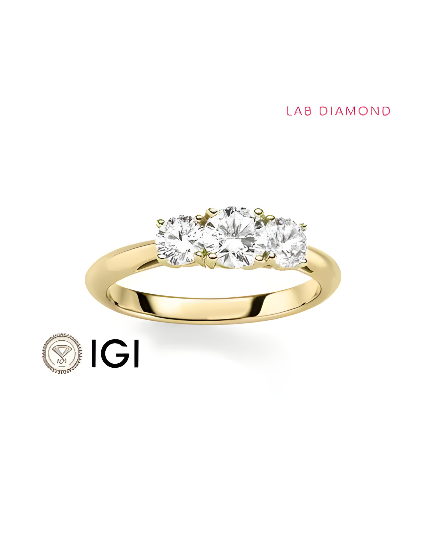 Anillo de oro para la pedida con 3 diamantes de laboratorio | Staring