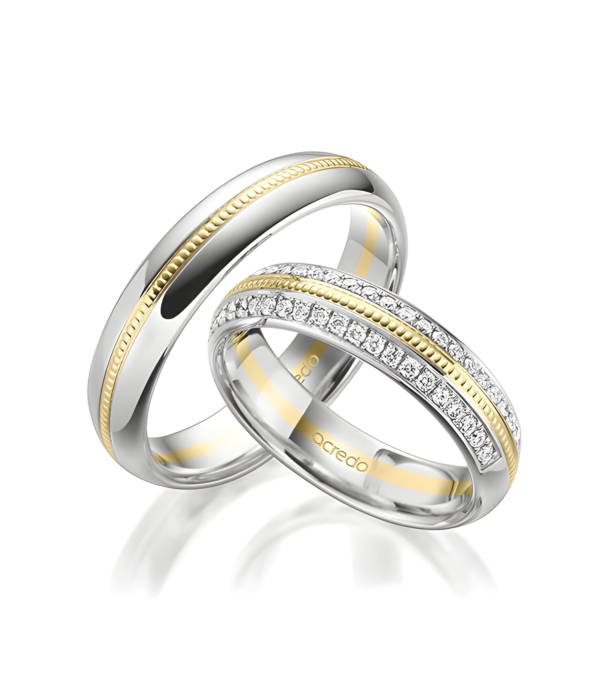 Originales alianzas de boda en dos colores con corona de diamantes I Staring