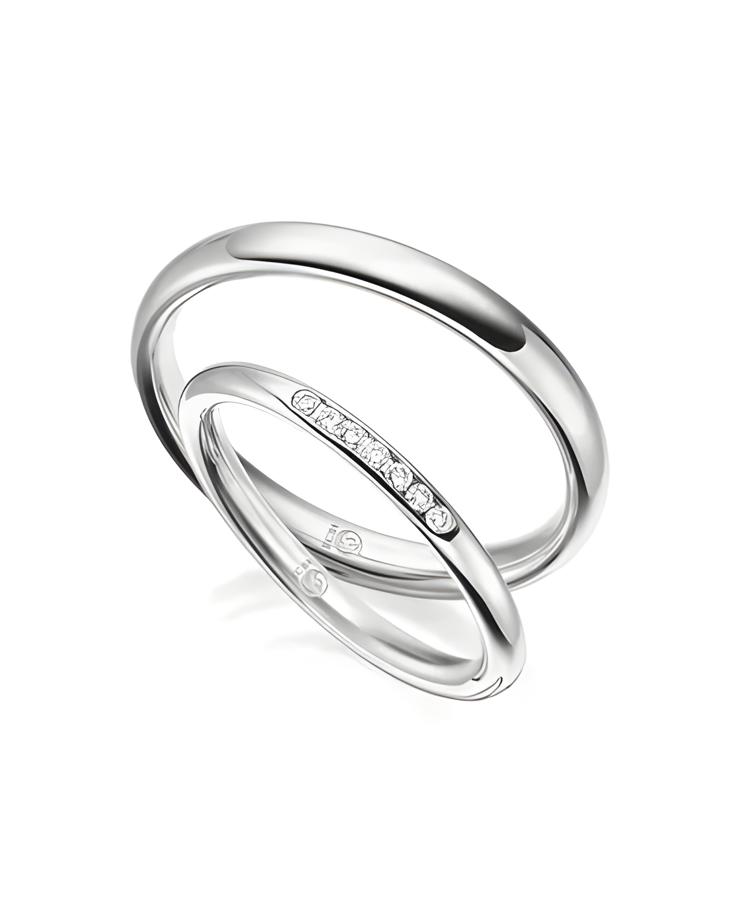 Finas alianzas de boda en oro blanco 14K o 18K, o Platino 650 o 950