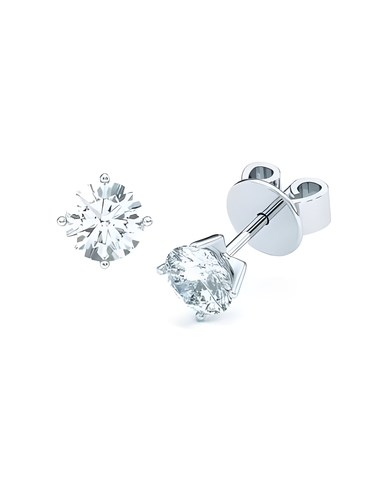 Aros económicos de oro blanco de 18 quilates con diamantes