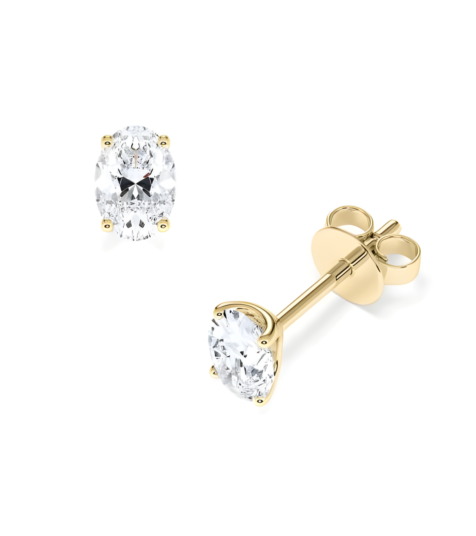Pendientes Oval en oro amarillo con diamantes laboratorio  |  Staring