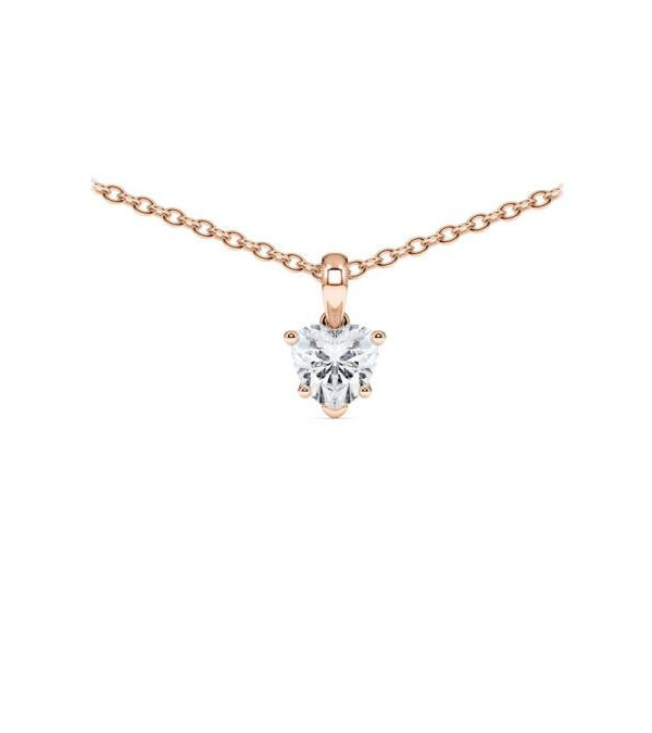 Collar de oro rosa con diamante corazón de laboratorio | Staring