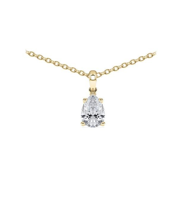 Collar de oro amarillo con diamante lágrima de laboratorio | Staring