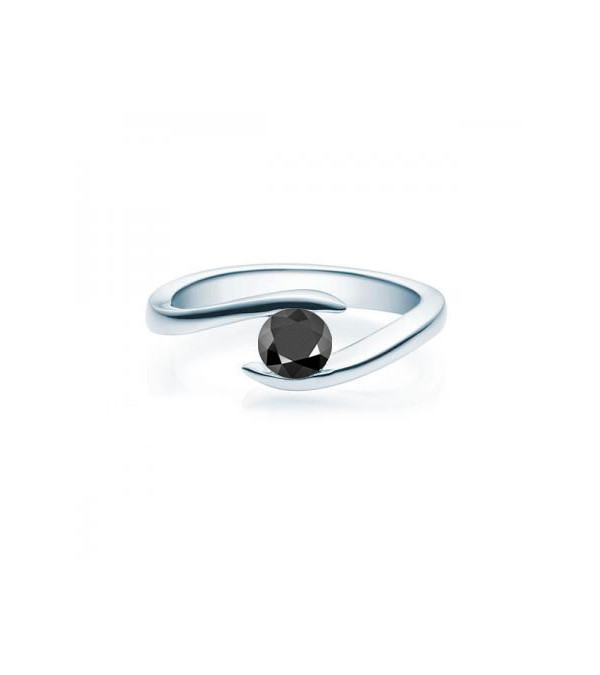 Anillo de oro blanco o platino con un diamante negro | Staring