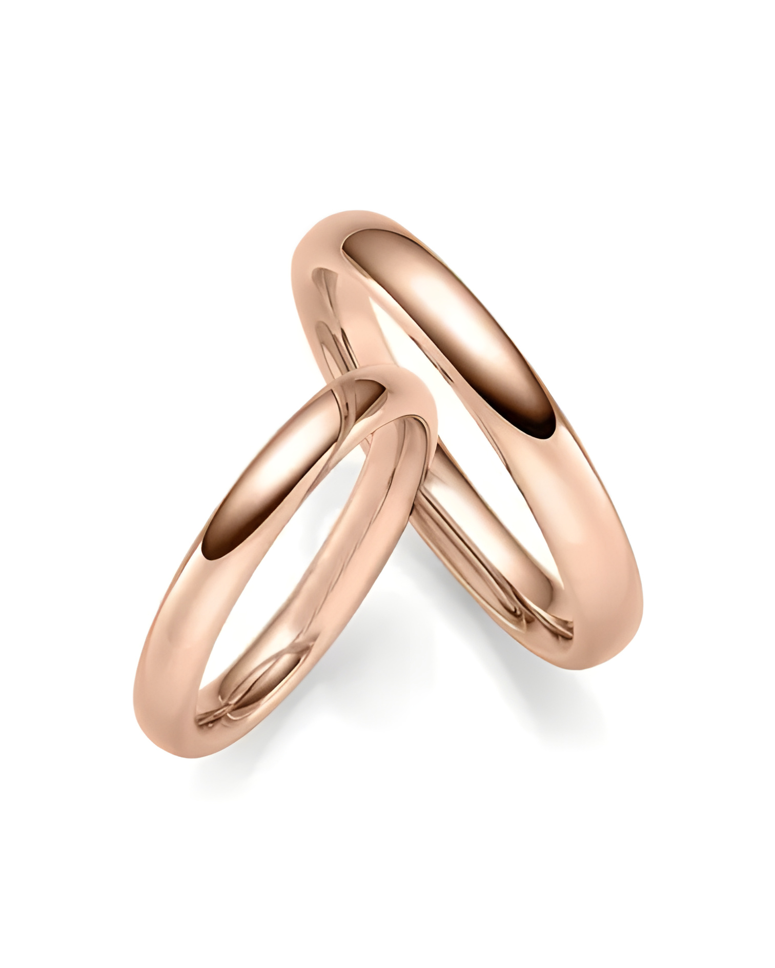 Finas alianzas de boda clásicas de oro rosa de 18K
