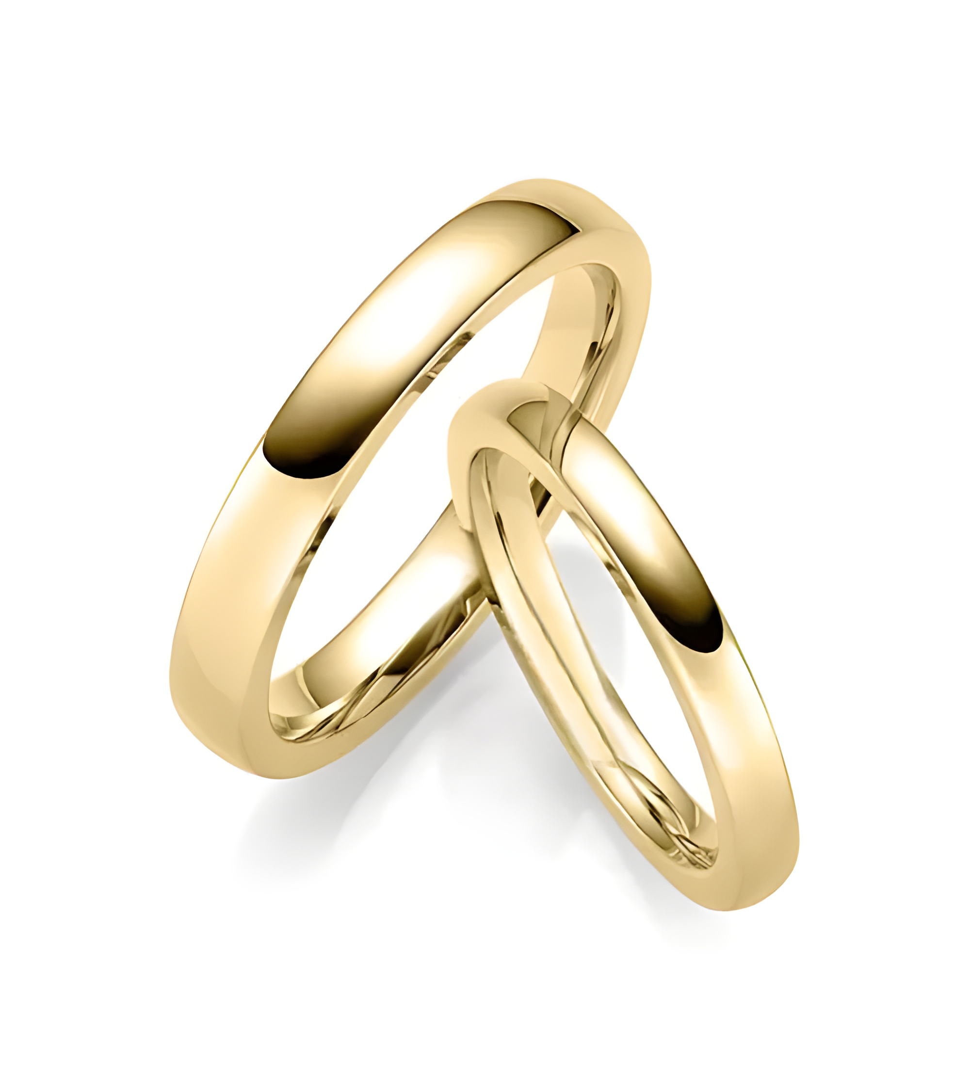 Alianzas de boda de oro con dos diamantes talla princesa