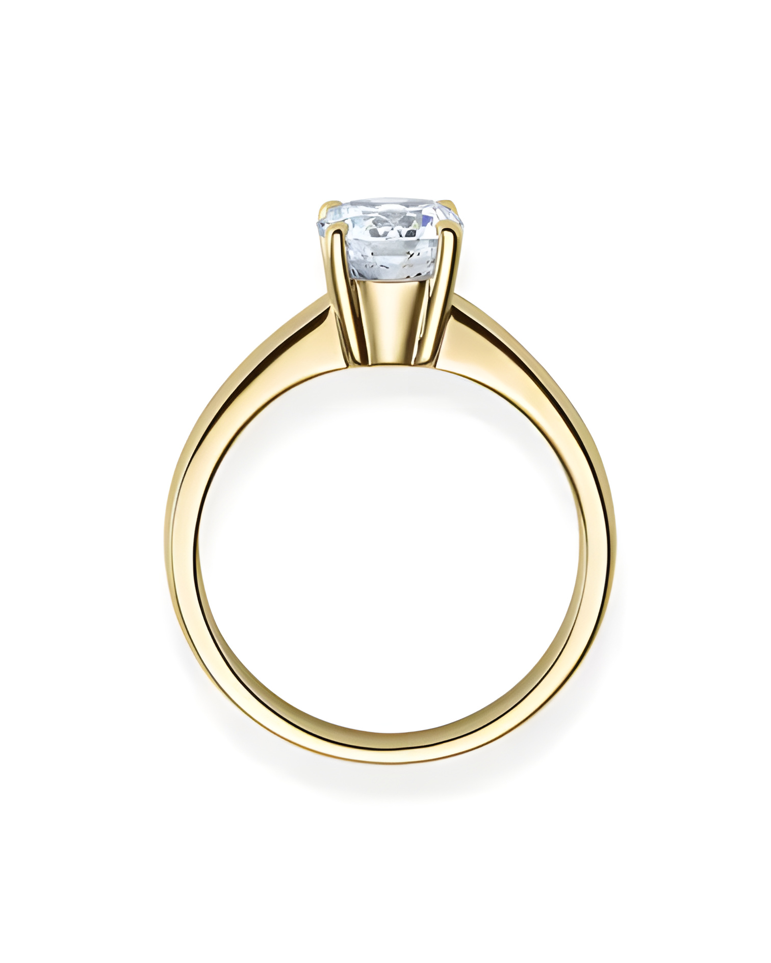 Clásico anillo de compromiso con diamante artificial de origen ético