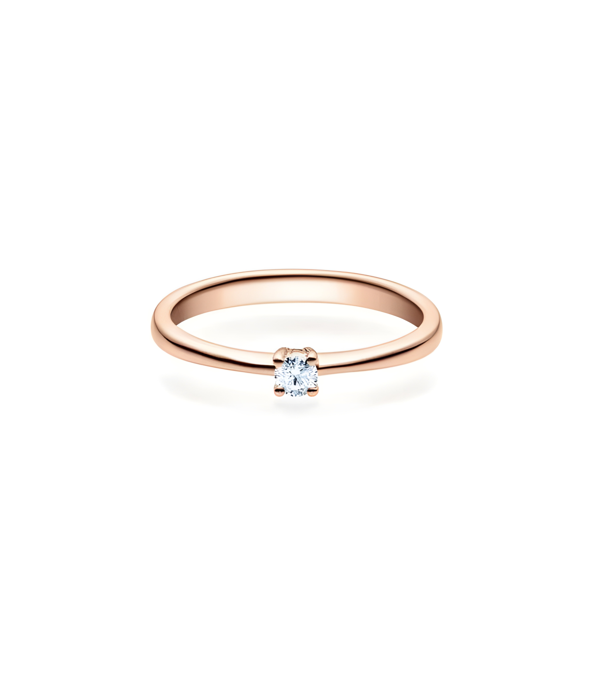 Anillo solitario minimalista en oro rosa | Staring