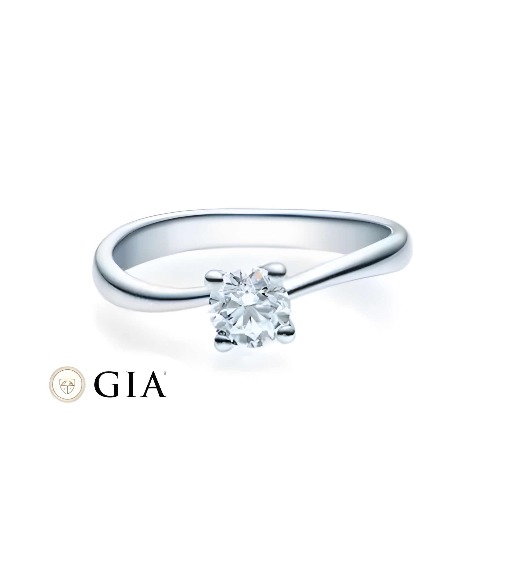 Original anillo de compromiso solitario con montura curva | Staring