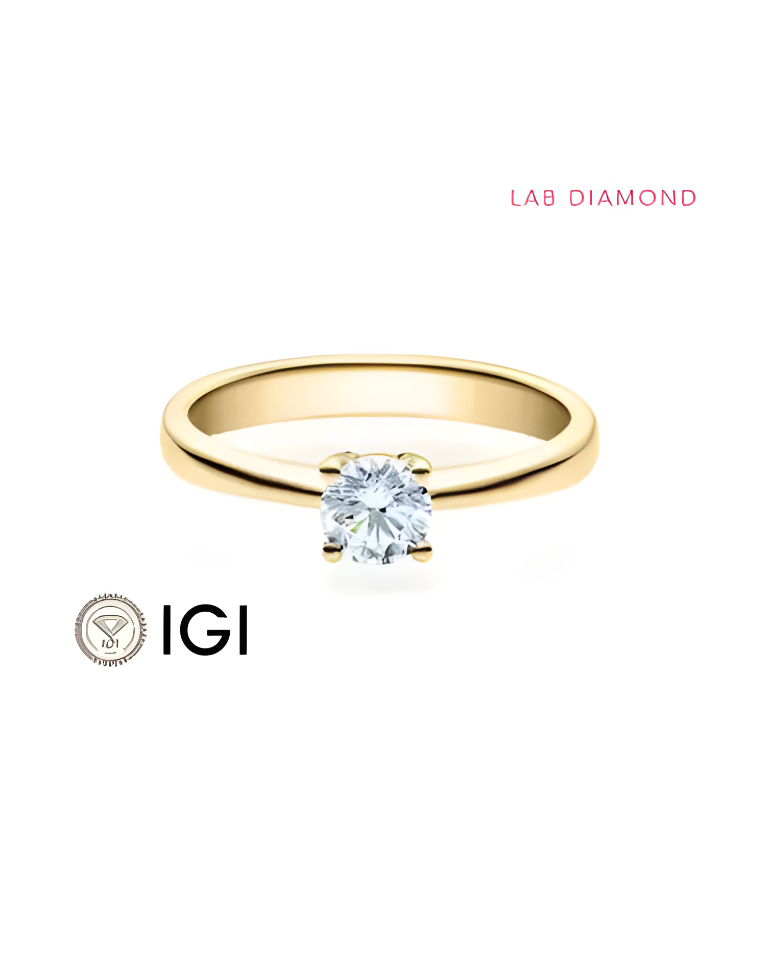 Clásico anillo de compromiso con diamante artificial de origen ético