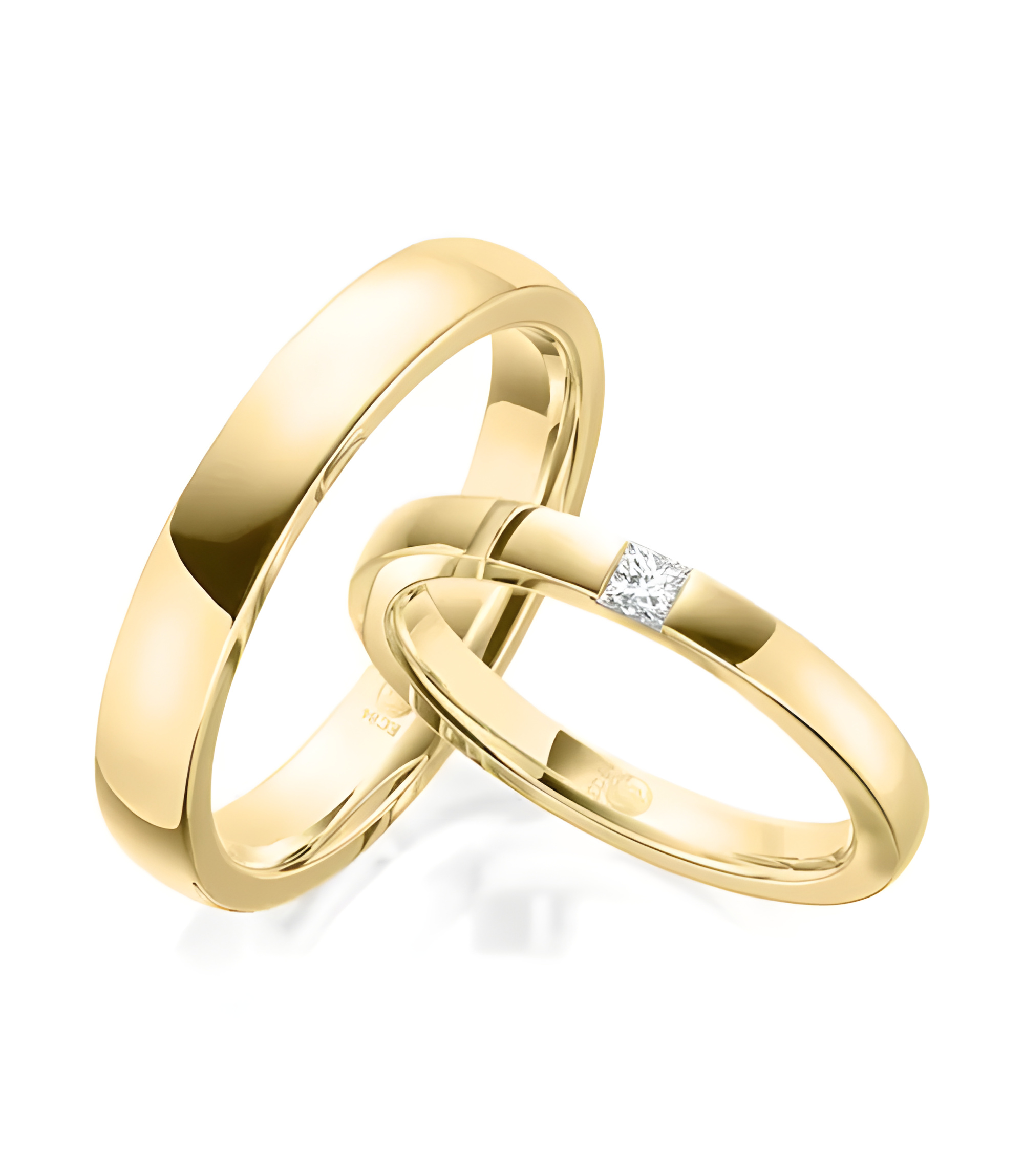Alianzas de matrimonio económicas de oro amarillo de 8k | Staring