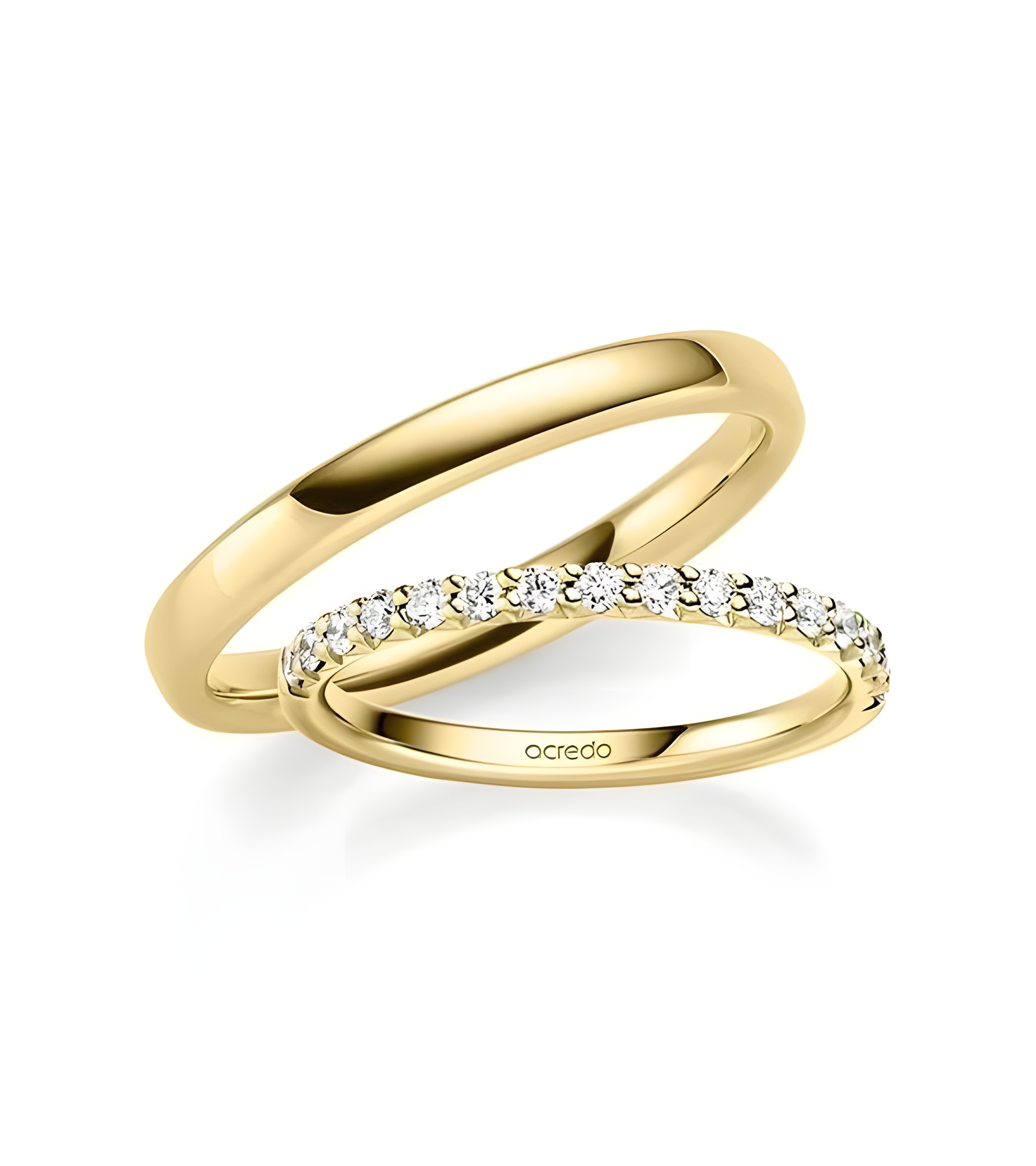 Los mejores anillos de boda dorados con media corona de diamantes