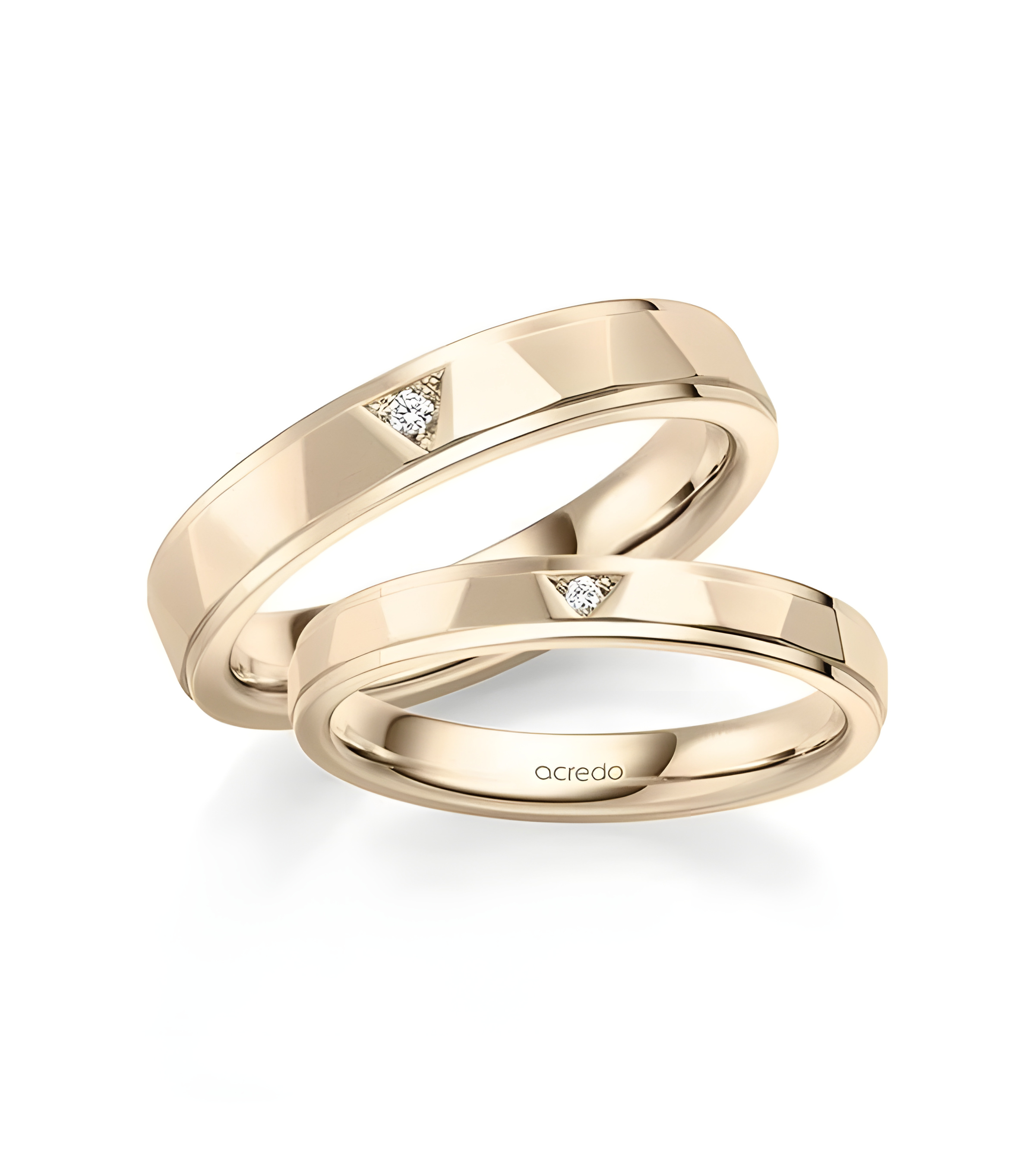 Anillos de boda de oro rosa con diamantes naturales talla princesa