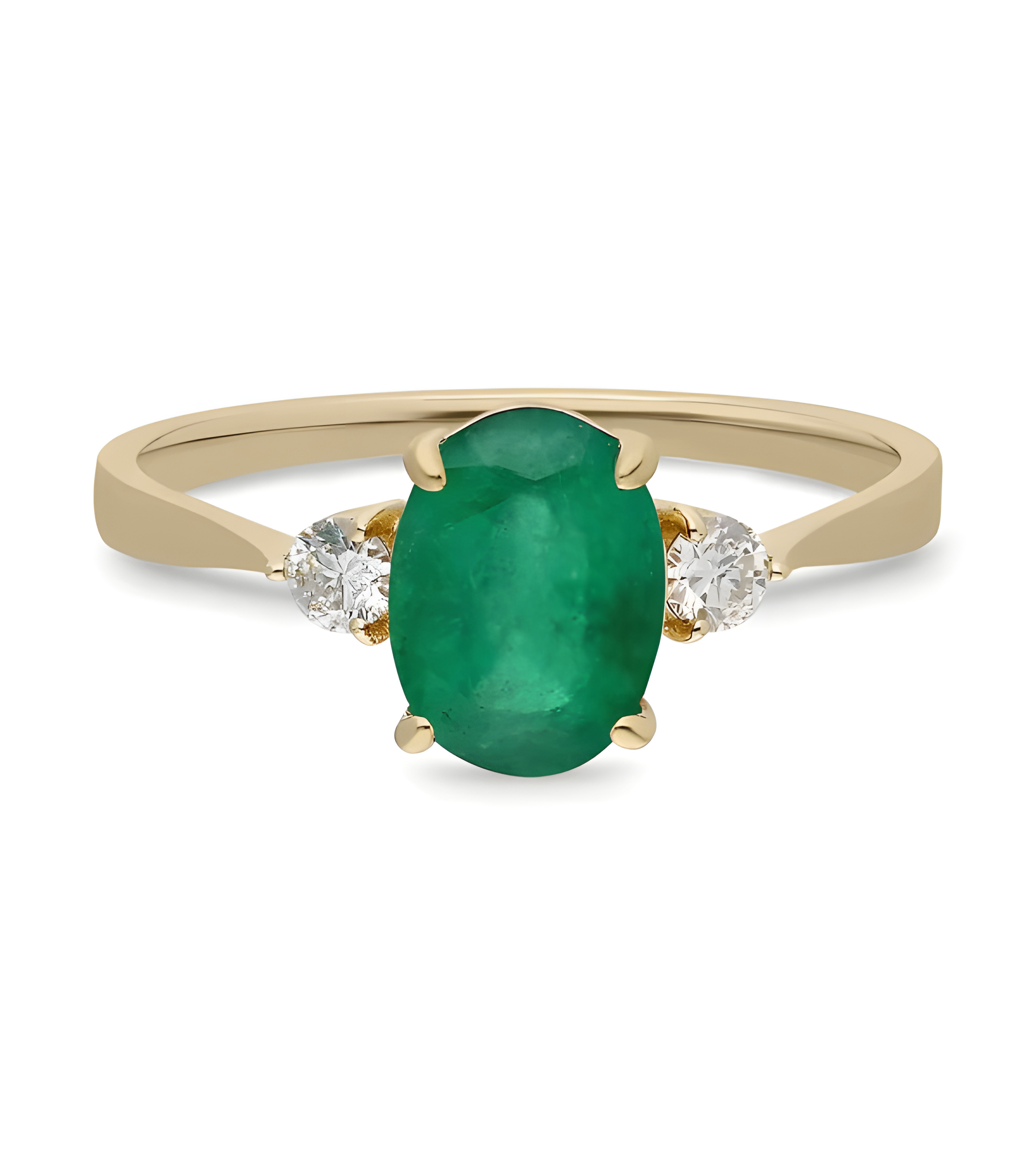 Anillos de compromiso de oro con esmeraldas y diamantes | Staring