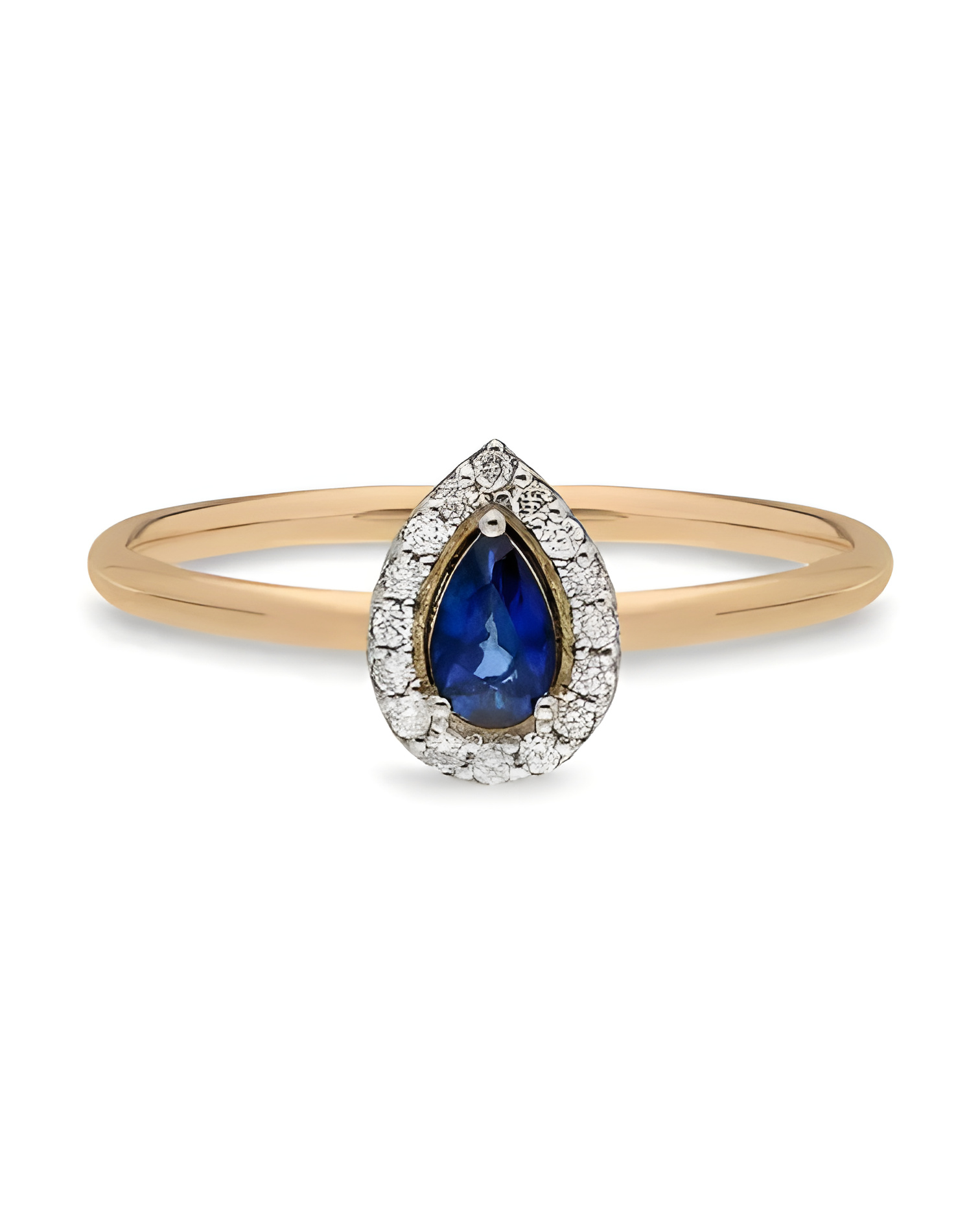 Sortija de oro con un zafiro y diamantes alrededor | Staring