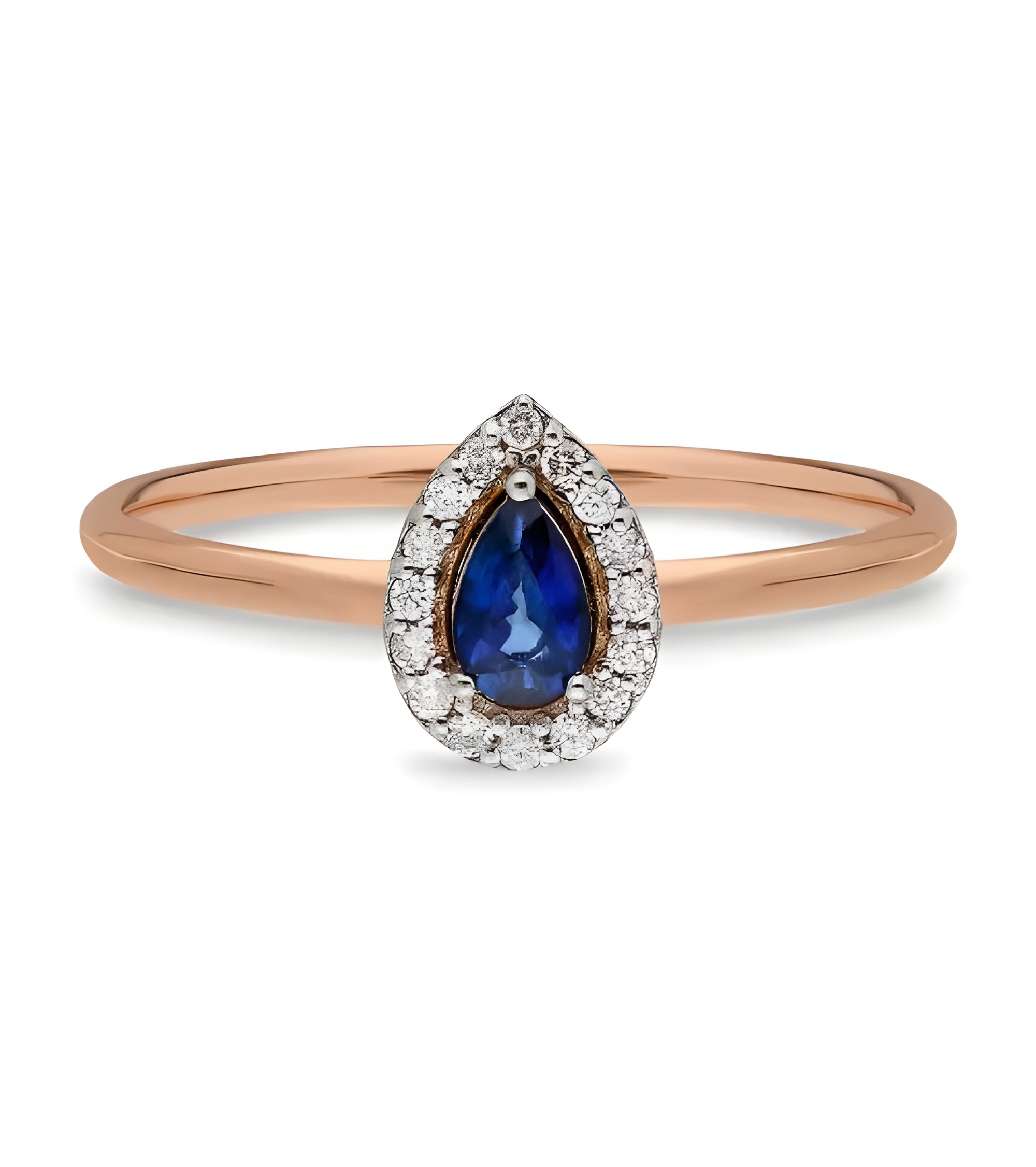 Sortija de oro con un zafiro y diamantes alrededor | Staring