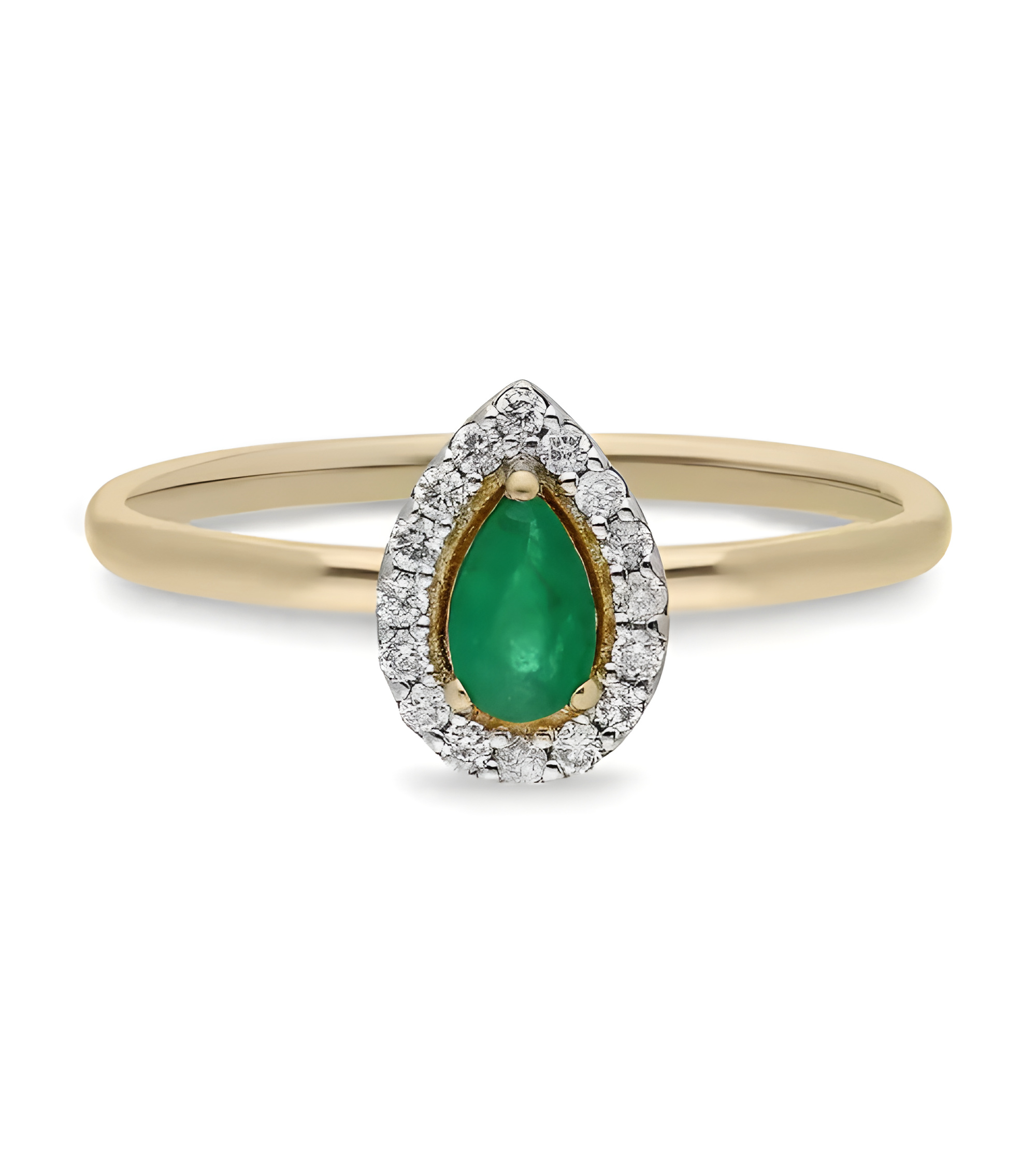 Sortija de oro con una esmeralda y diamantes alrededor | Staring