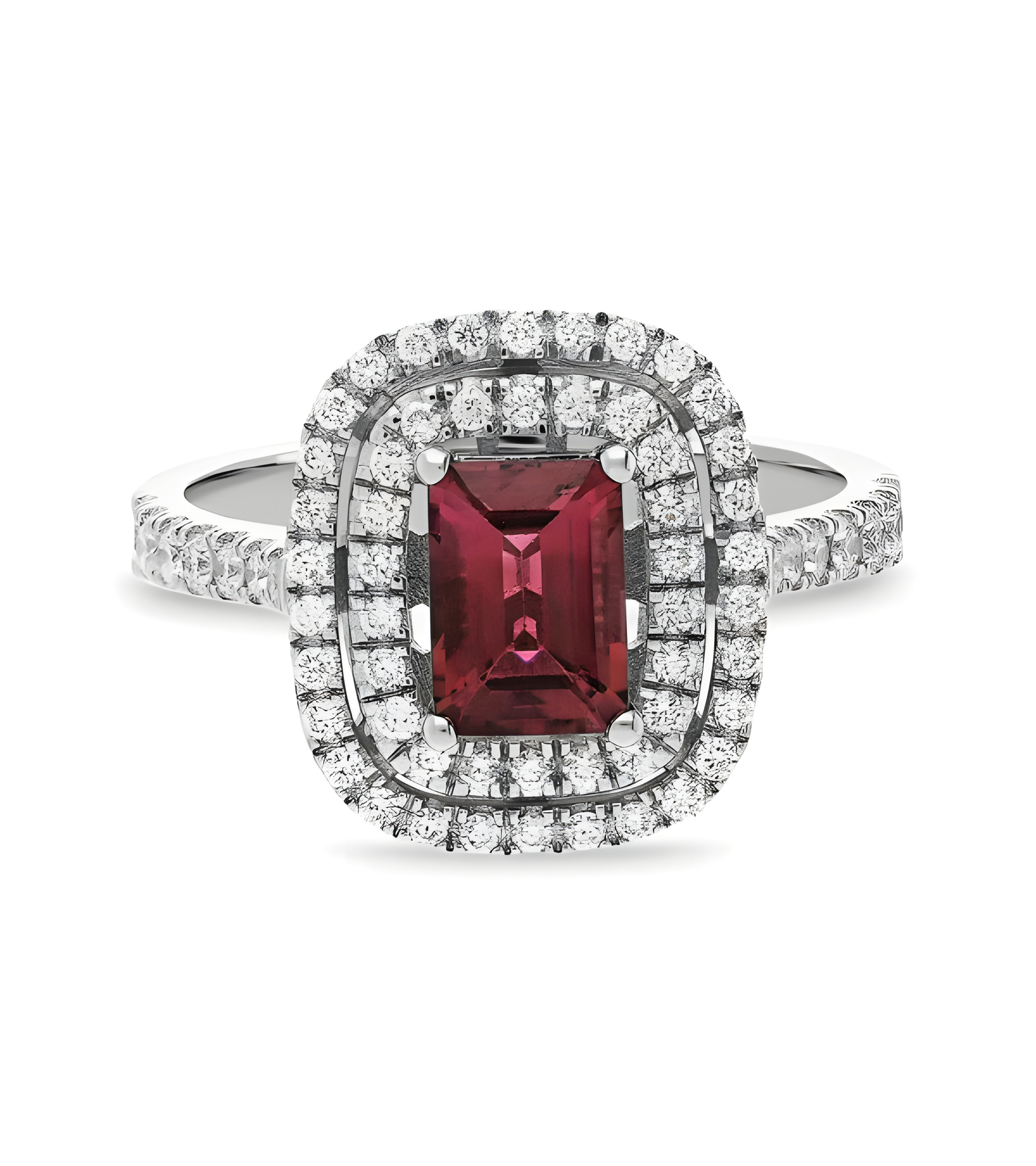 Anillo de compromiso halo con diamantes y zafiro | Staring