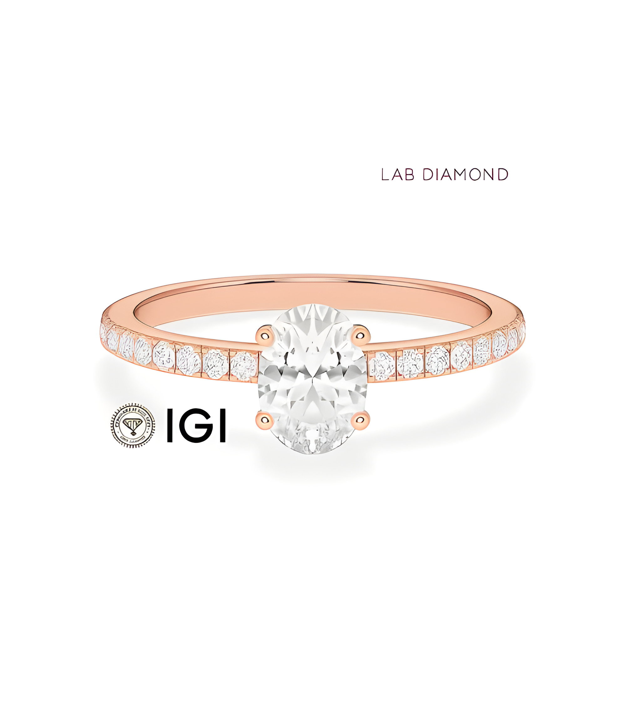 Anillos en oro rosa de compromiso con oval lab diamond | Staring
