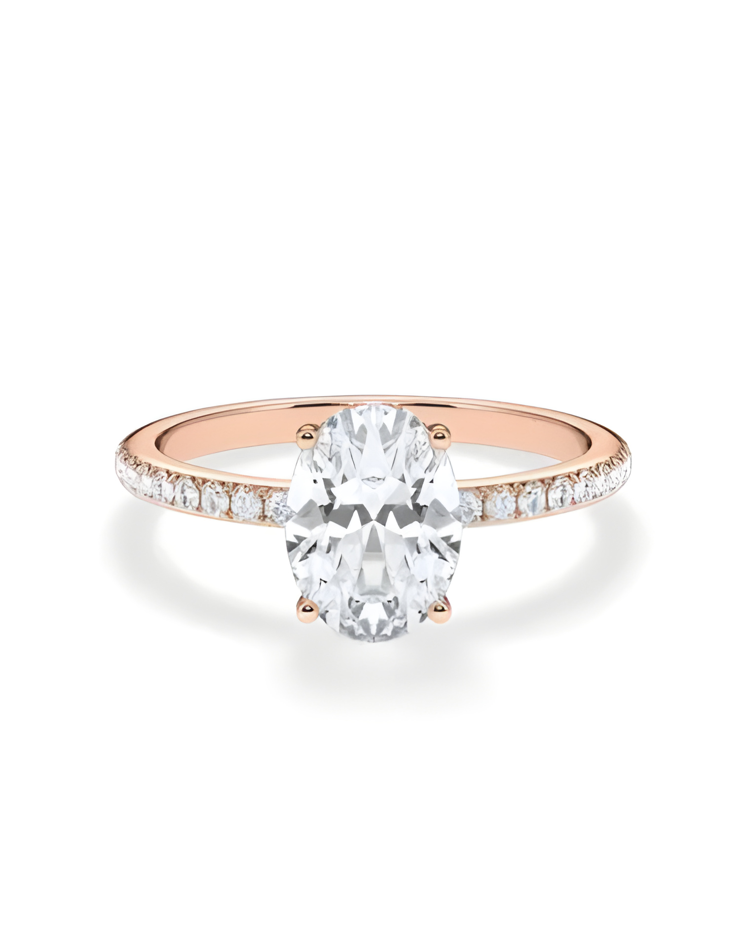 Anillos en oro rosa de compromiso con oval lab diamond | Staring