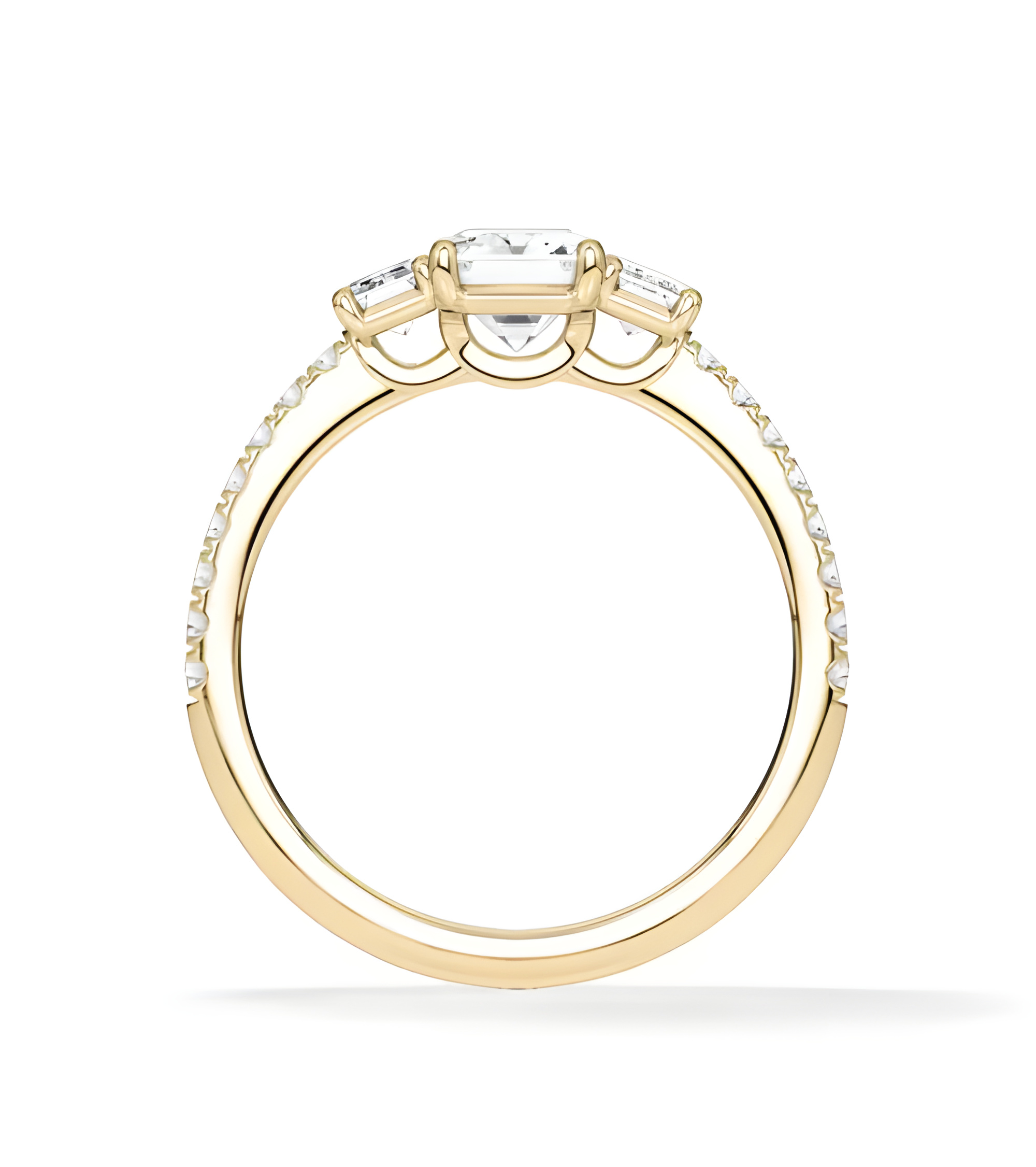 yellow Gold engagement ring with various diamond cuts | Staring